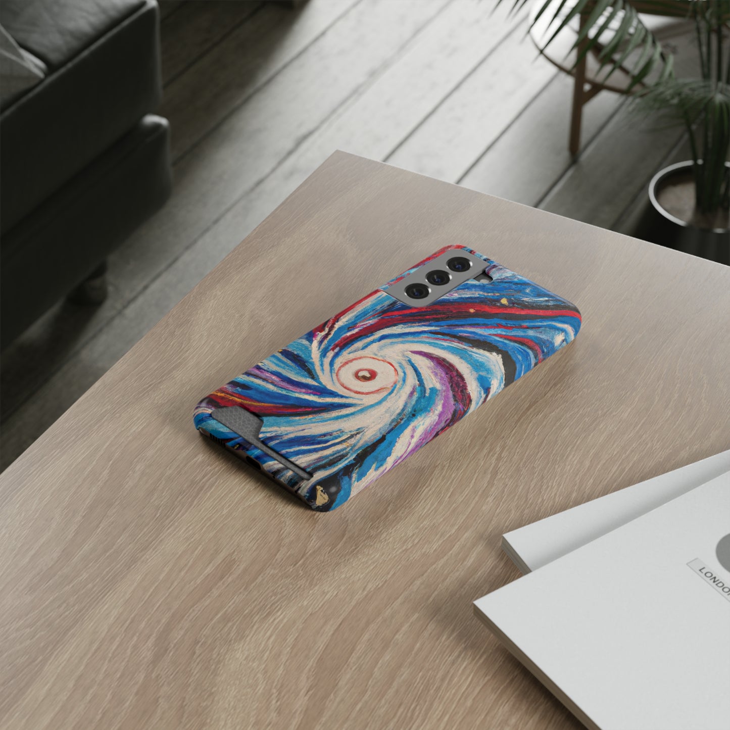 iPhone 13 and Samsung S21, S22 Cases with Card Holder Ft. Abstract Vortex