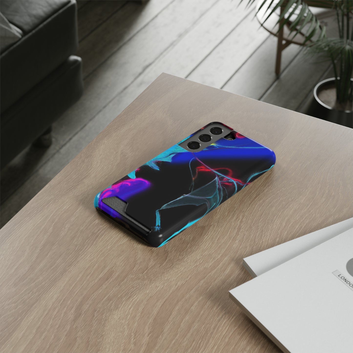 iPhone 13 and Samsung S21, S22 Cases with Card Holder Ft. Abstract Nova