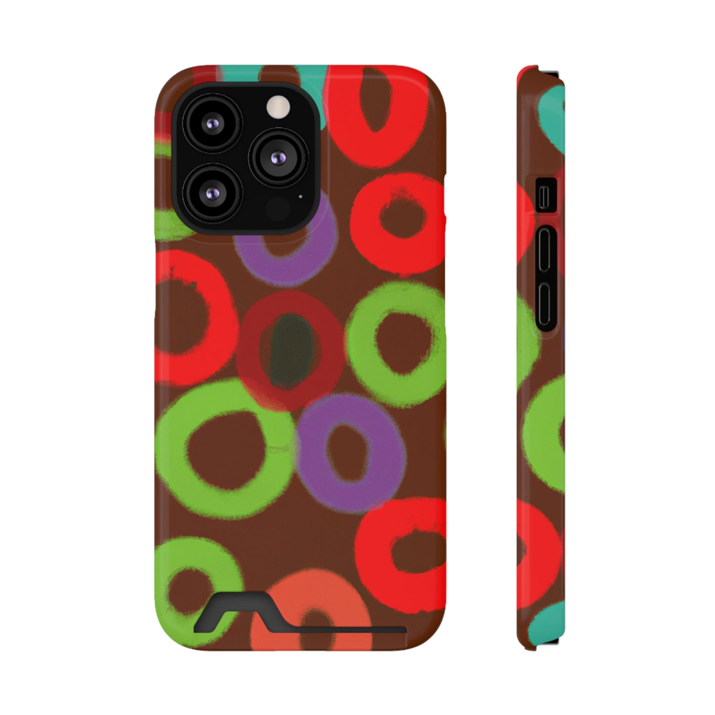 iPhone 13 and Samsung S21, S22 Cases with Card Holder Ft. Fruity Circles