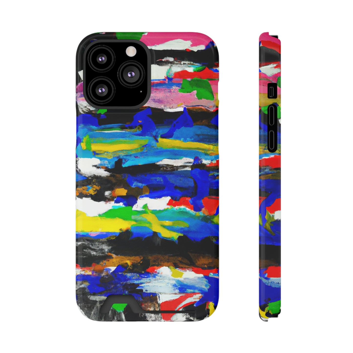 iPhone 13 and Samsung S21, S22 Cases with Card Holder Ft. Abstract Stripes