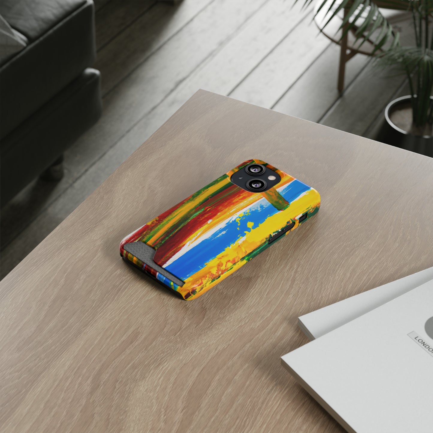 iPhone and Samsung Cases with Card Holder Ft. Abstract Boat