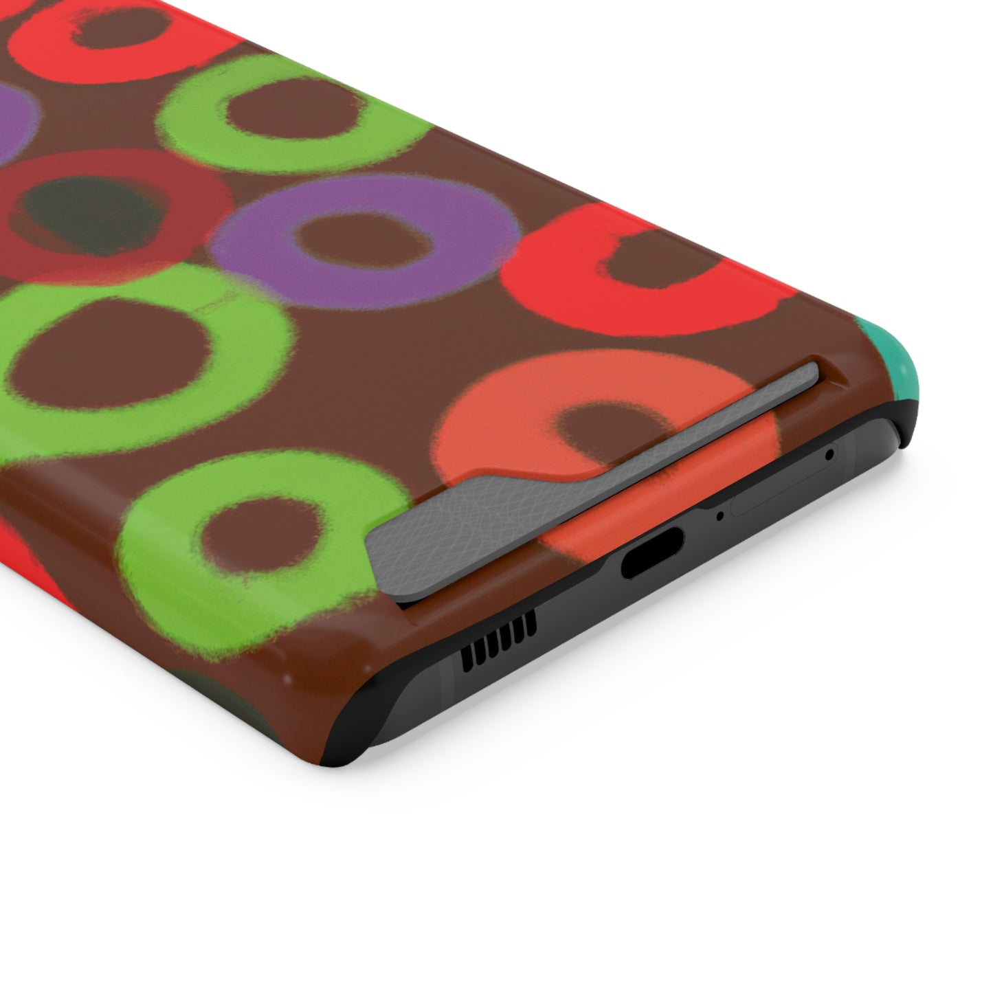 iPhone 13 and Samsung S21, S22 Cases with Card Holder Ft. Fruity Circles
