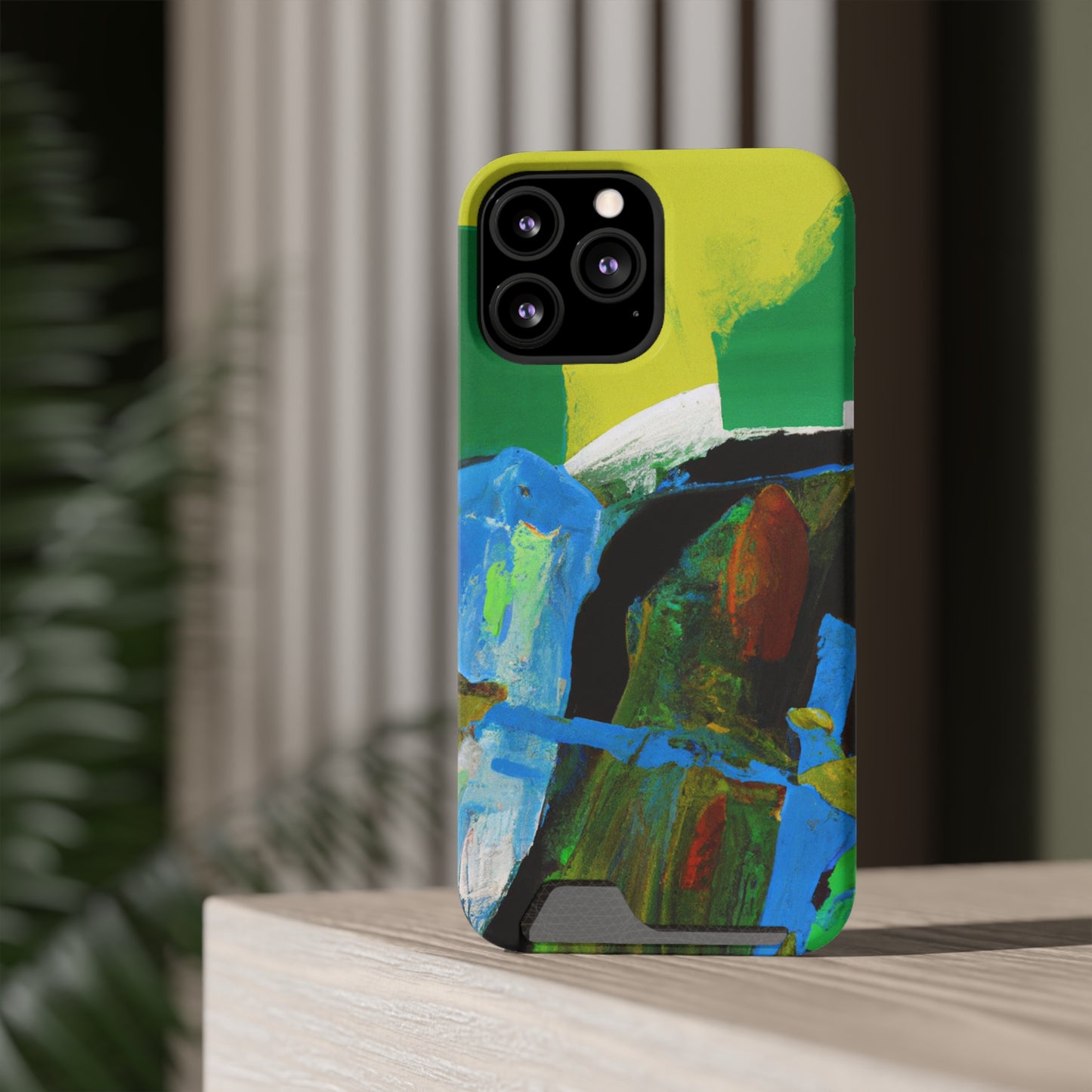 iPhone 13 and Samsung S21, S22 Cases with Card Holder Ft. Abstract River