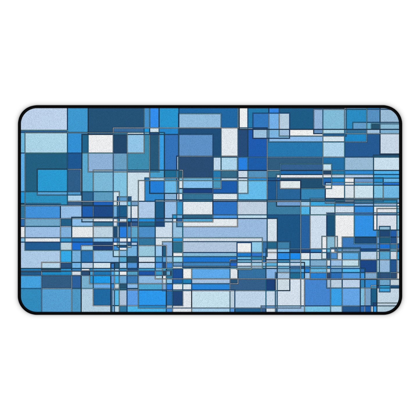 Stylish Geometric Blue Desk Mat for Home Office - Perfect Modern Workspace Accessory