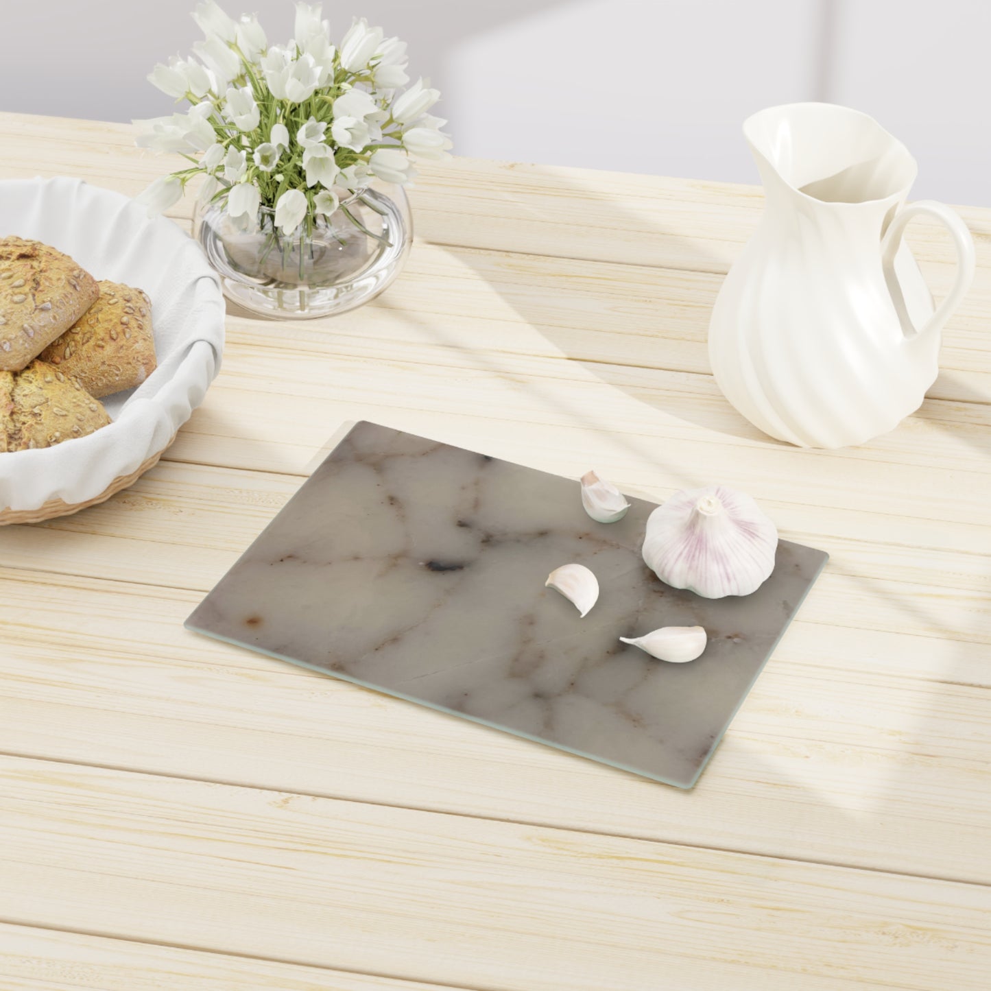 Non-Slip Glass Cutting Board Featuring Abstract Marble Design