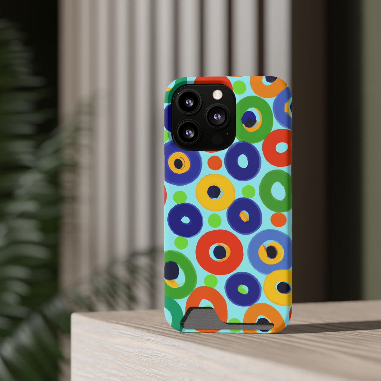 iPhone 13 and Samsung S21, S22 Cases with Card Holder Ft. Vivid Circles