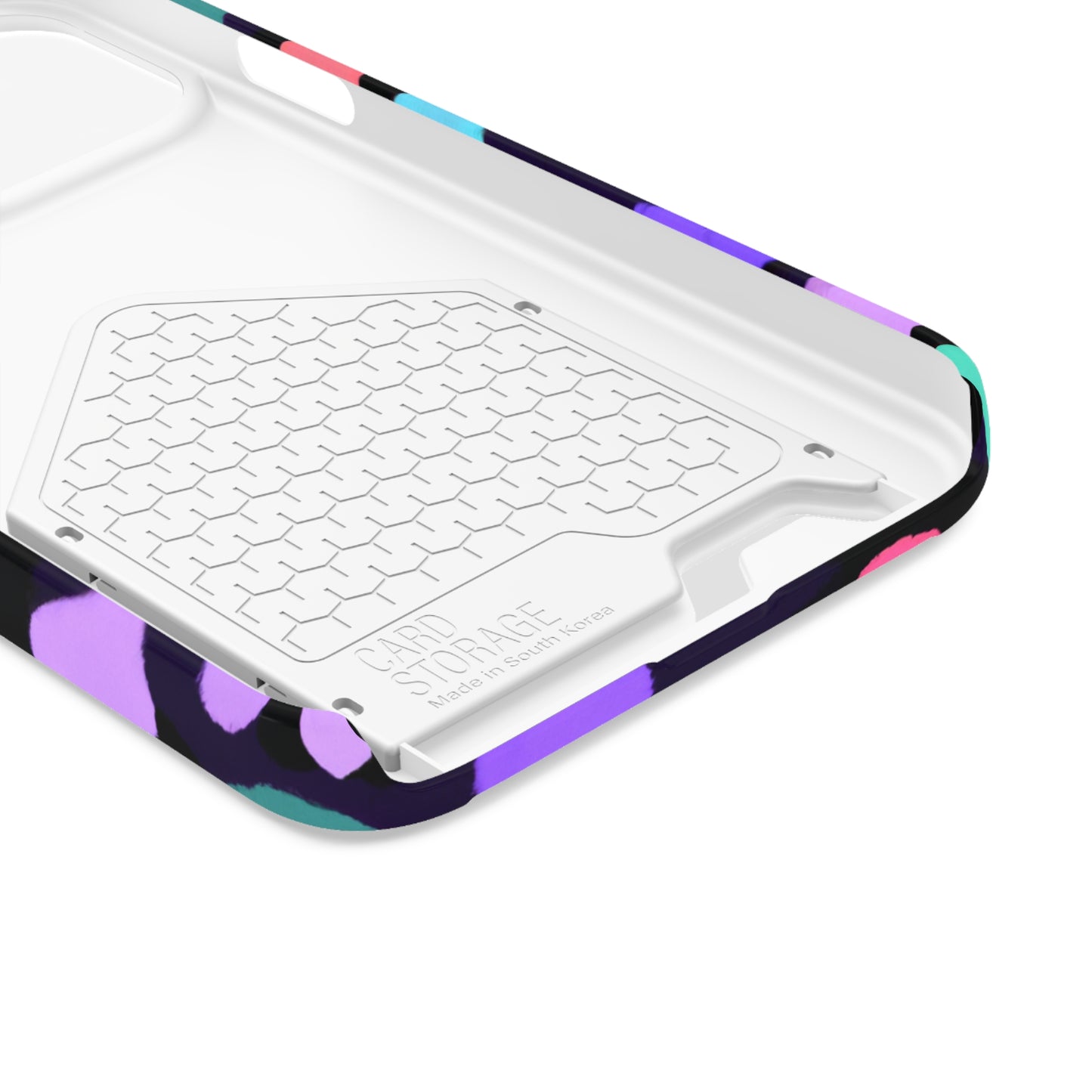 iPhone 13 and Samsung S21, S22 Cases with Card Holder Ft. Purple Dots