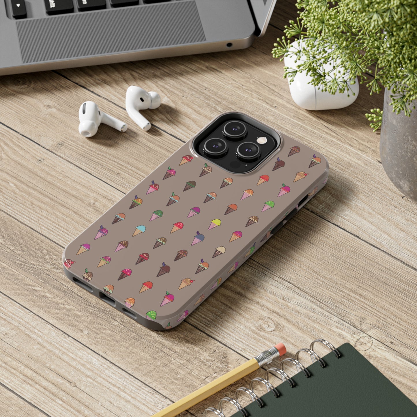 Tough Apple iPhone Case Ft. Pixel Ice Cream Cones