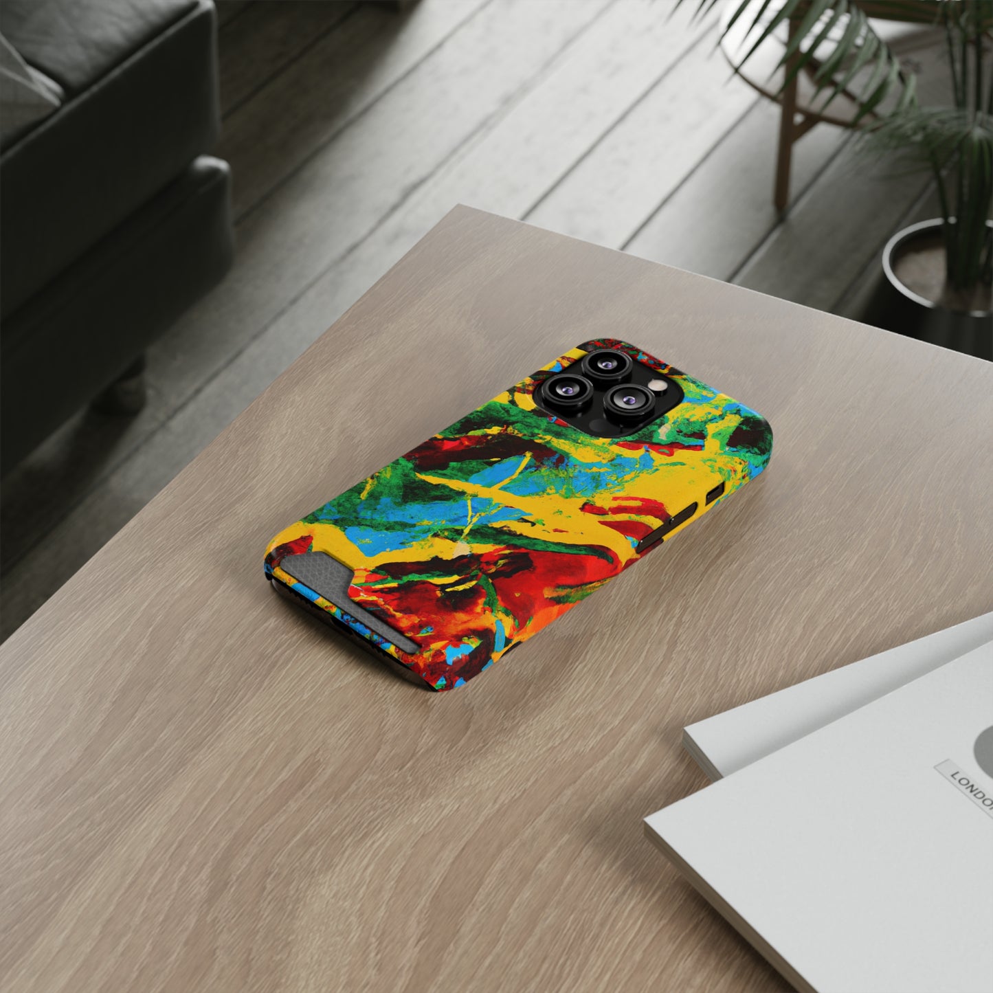 iPhone and Samsung Cases with Card Holder Ft. Abstract Tropical