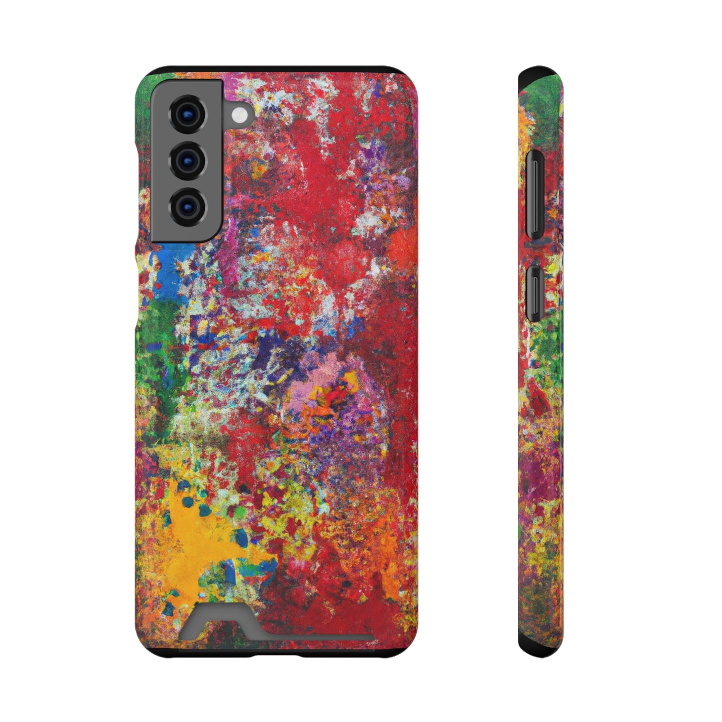 iPhone 13 and Samsung S21, S22 Cases with Card Holder Ft. Detailed Splats