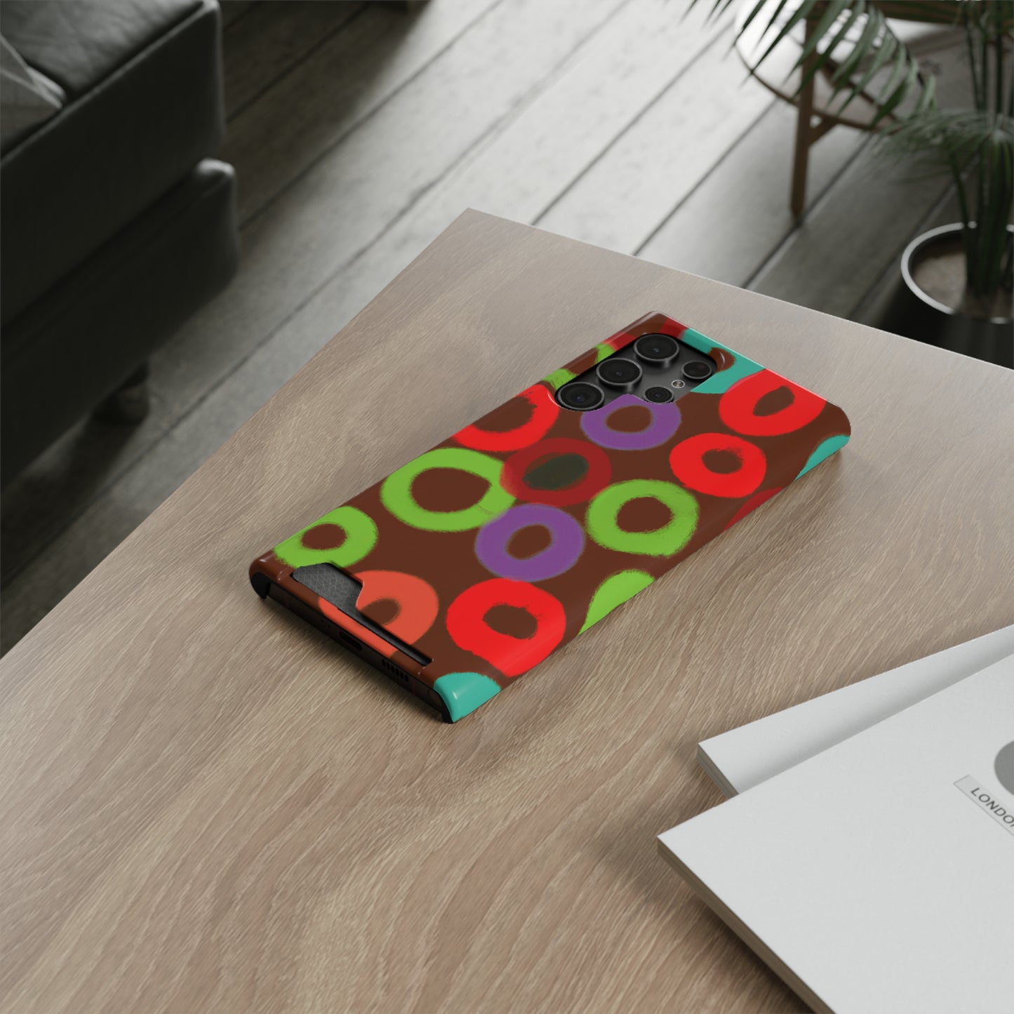 iPhone 13 and Samsung S21, S22 Cases with Card Holder Ft. Fruity Circles