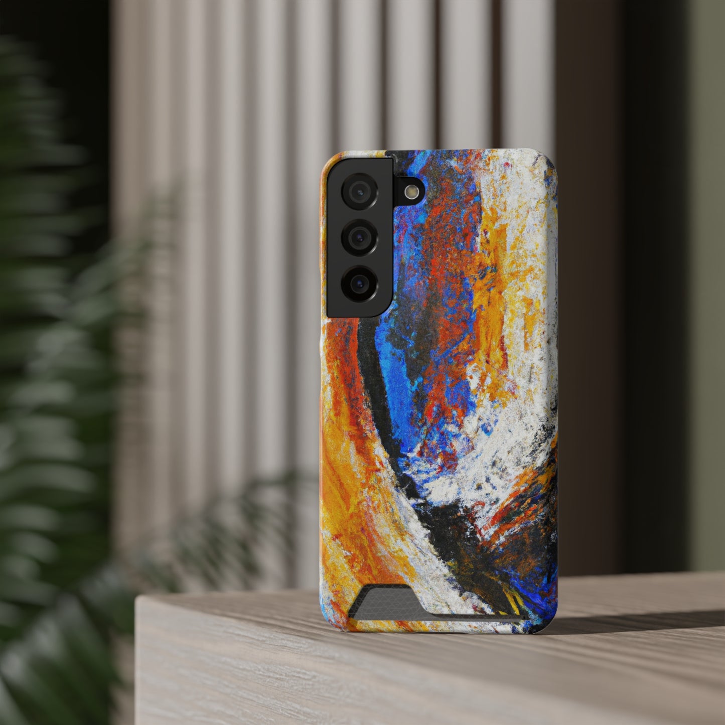 iPhone 13 and Samsung S21, S22 Cases with Card Holder Ft. Abstract Sand Wave