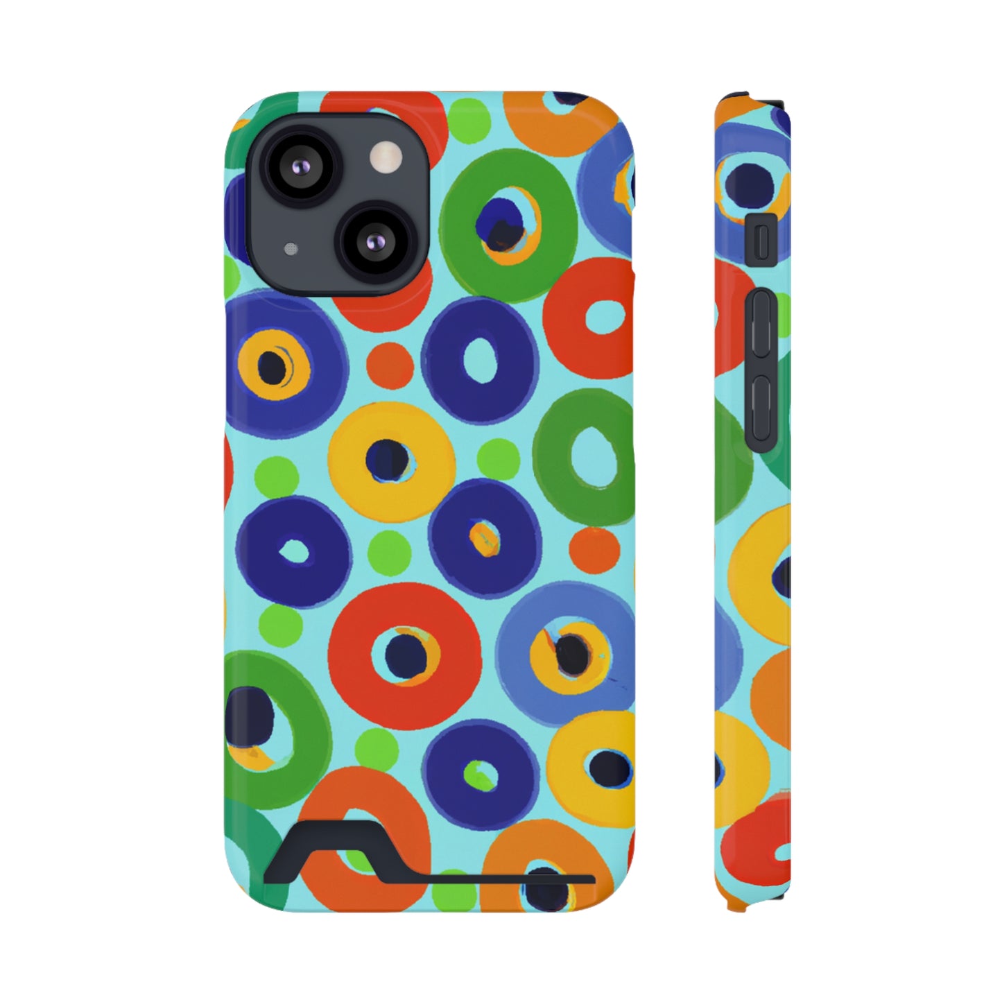 iPhone 13 and Samsung S21, S22 Cases with Card Holder Ft. Vivid Circles