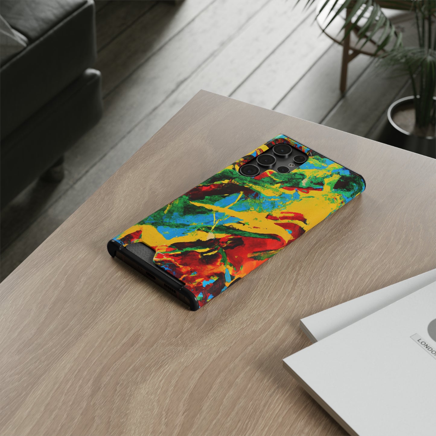 iPhone and Samsung Cases with Card Holder Ft. Abstract Tropical