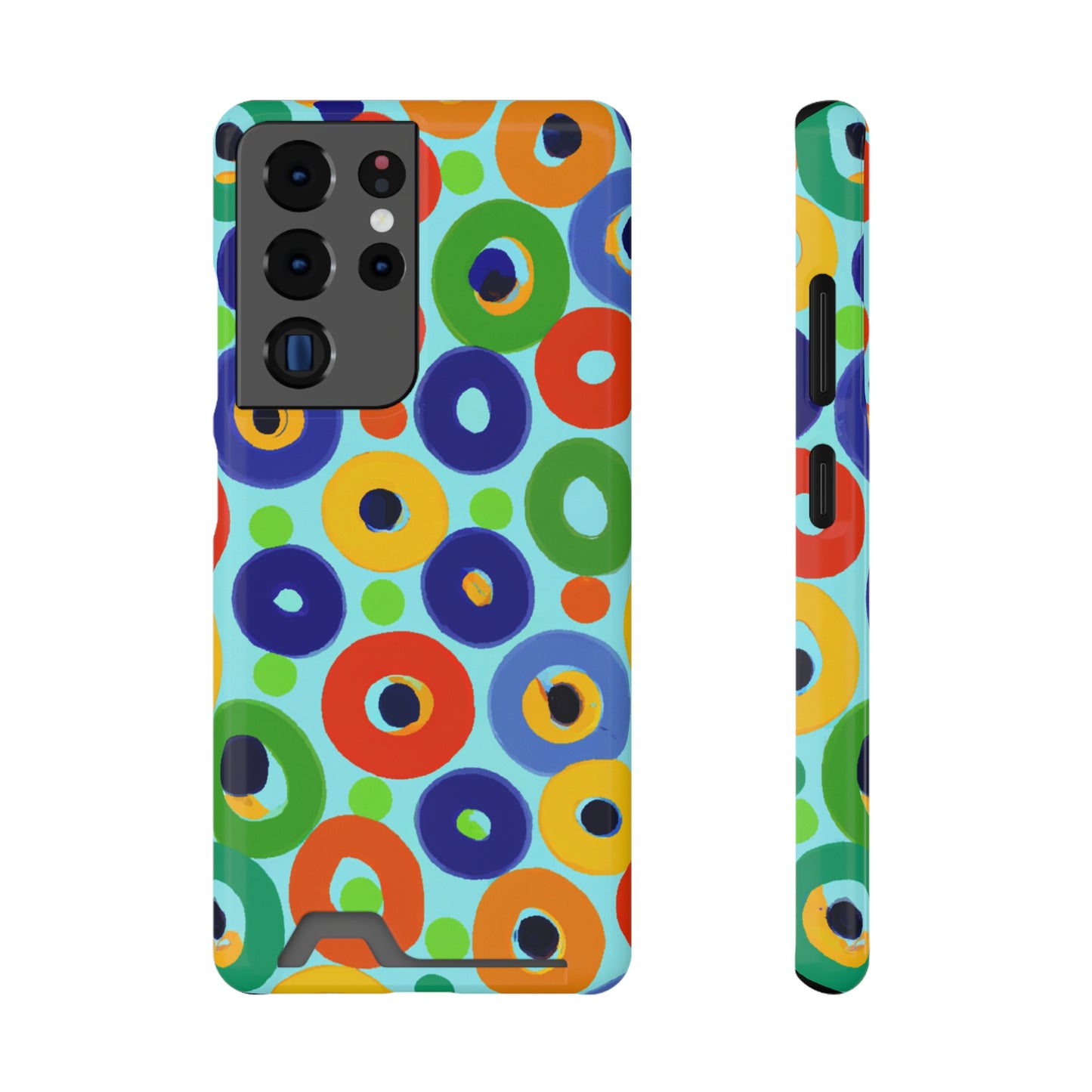 iPhone 13 and Samsung S21, S22 Cases with Card Holder Ft. Vivid Circles