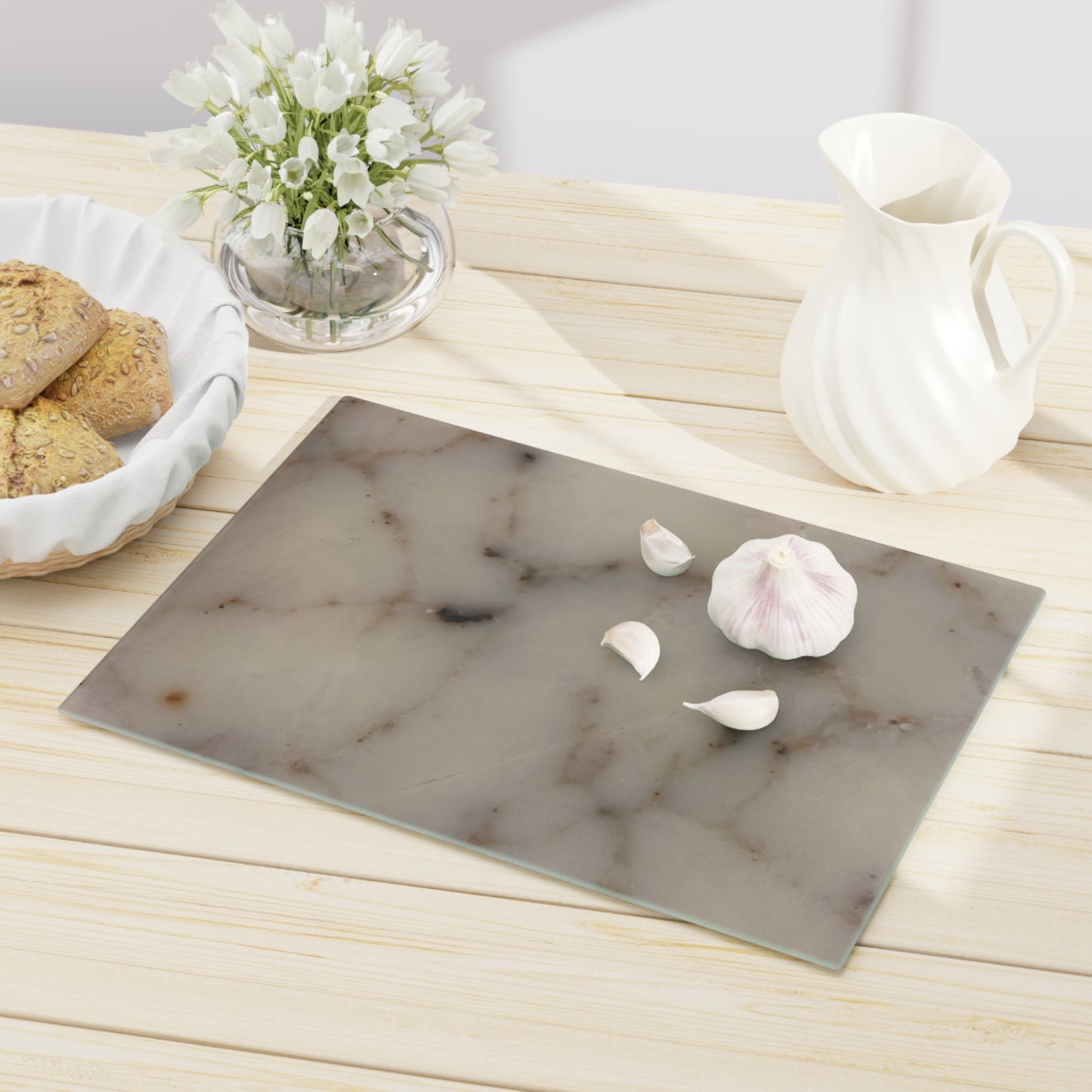 Non-Slip Glass Cutting Board Featuring Abstract Marble Design