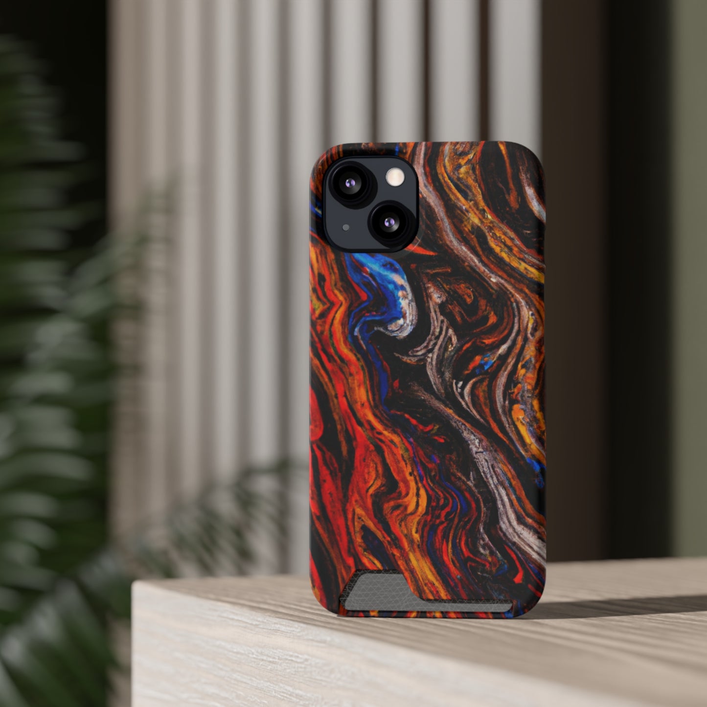 iPhone 13 and Samsung S21, S22 Cases with Card Holder Ft. Abstract Petrified Wood