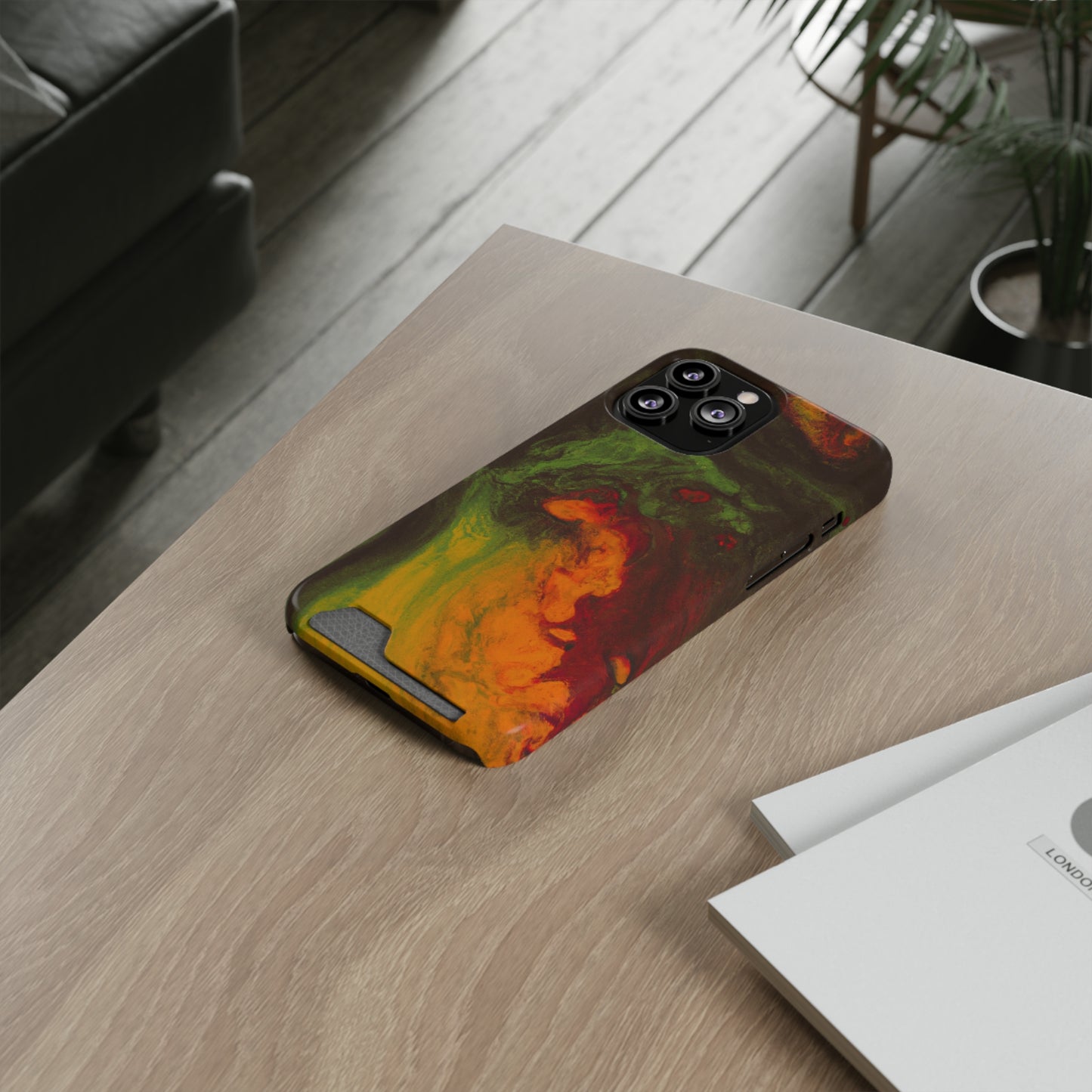 iPhone 13 and Samsung S21, S22 Cases with Card Holder Ft. Abstract Gas Giant
