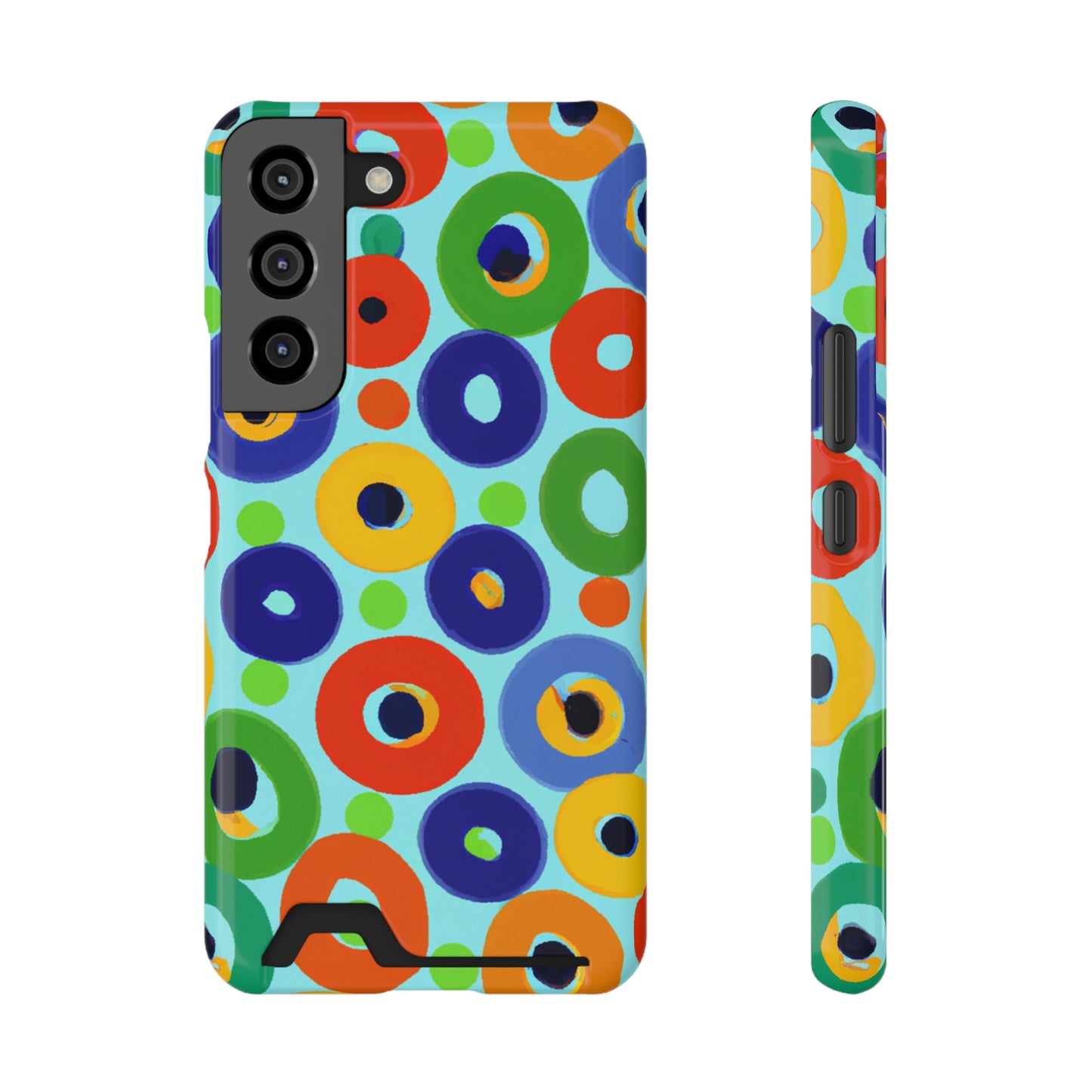 iPhone 13 and Samsung S21, S22 Cases with Card Holder Ft. Vivid Circles