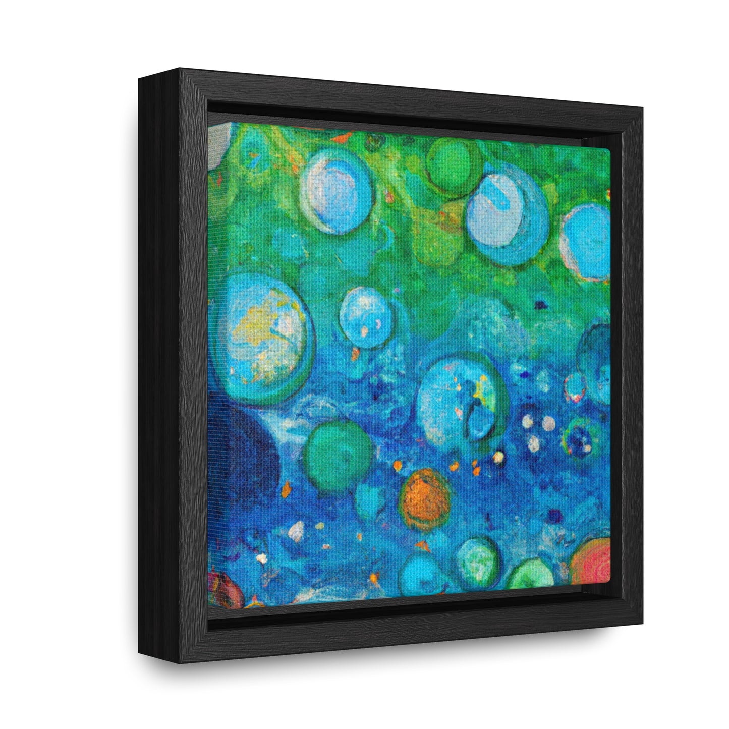 6x6-inch Abstract Framed Canvas: Abstract Bubbles