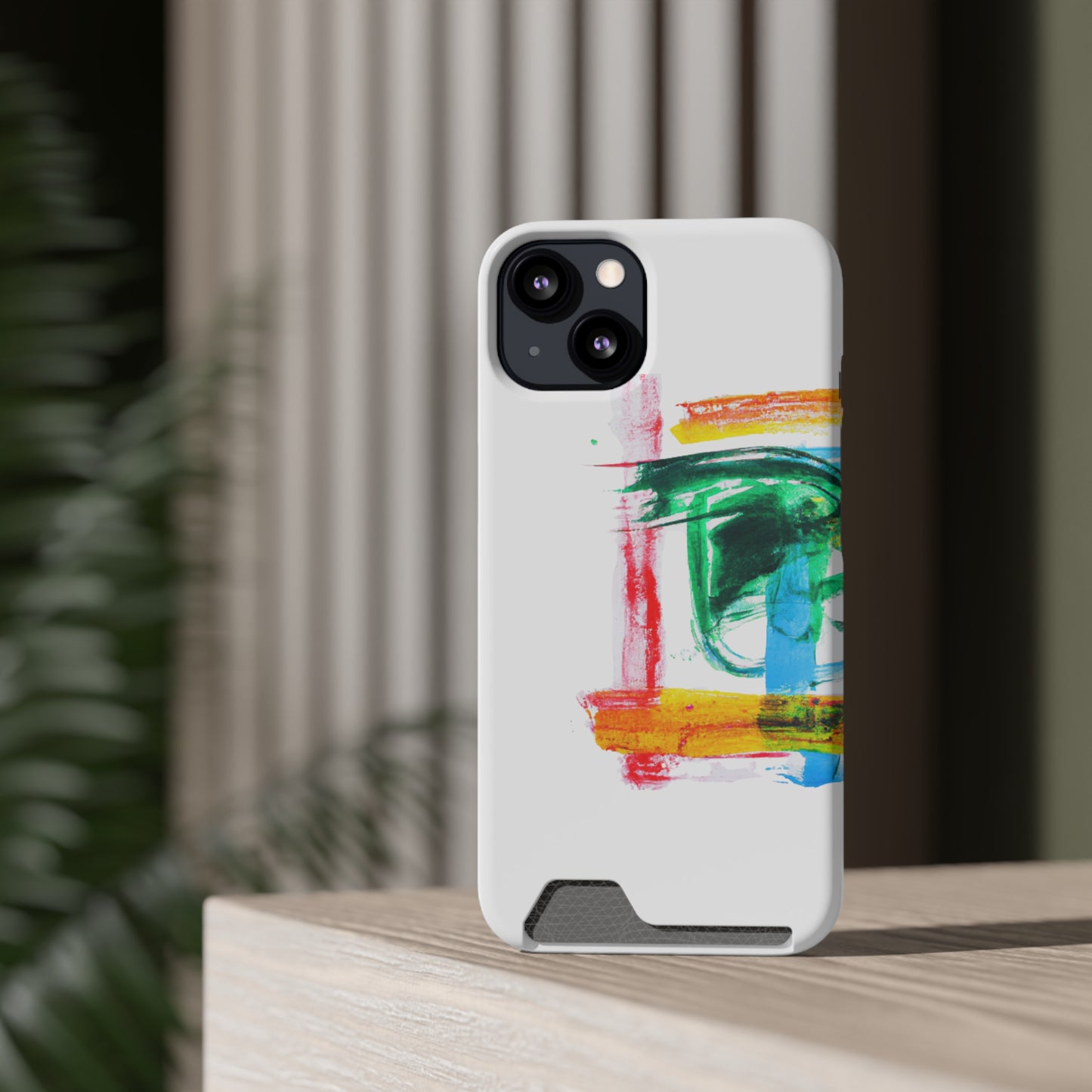 iPhone 13 and Samsung S21, S22 Cases with Card Holder Ft. Abstract Frame