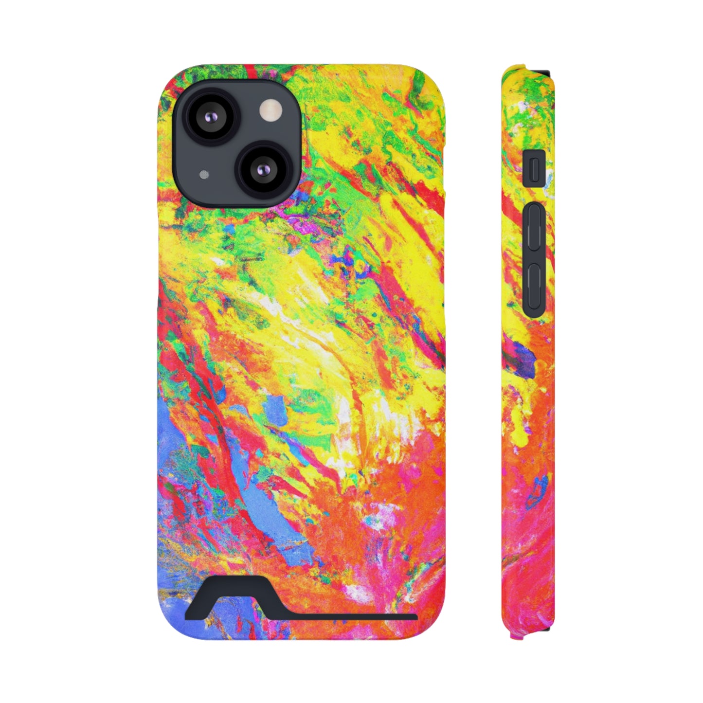 Abstract Sherbet: Phone case with card holder for iPhone 13 models and Samsung S21-S22 models