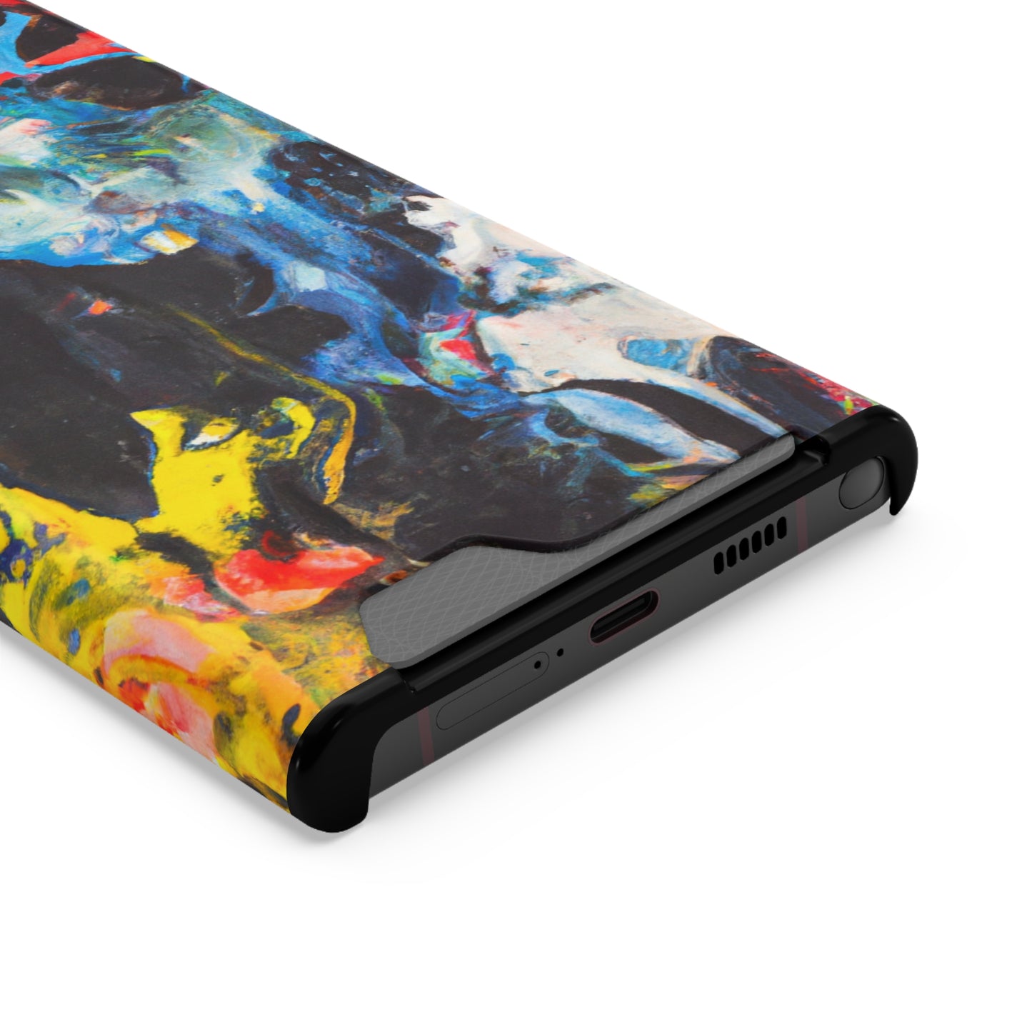 iPhone 13 or Samsung S21, S22 Case with Card Holder Ft. Blue Splat