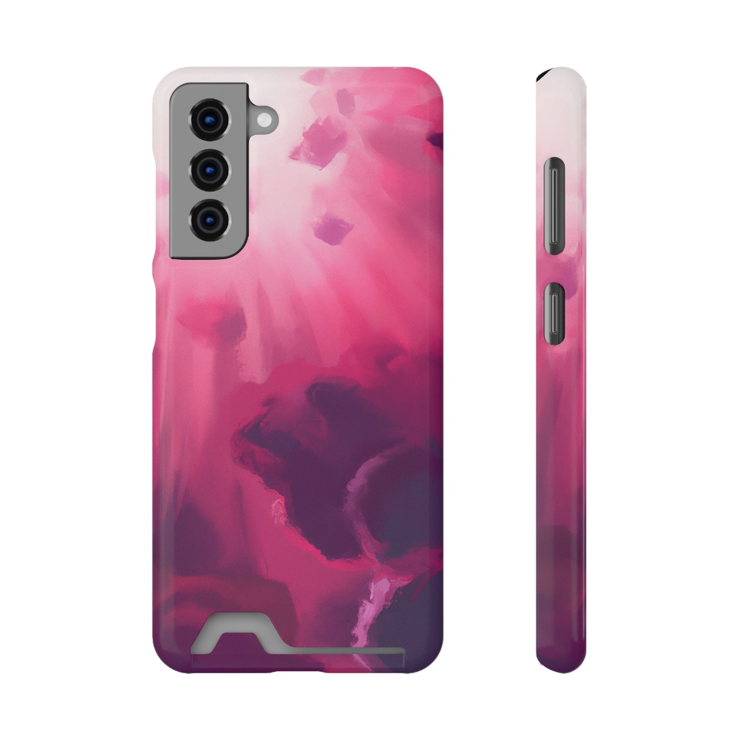 iPhone 13 and Samsung S21, S22 Cases with Card Holder Ft. Abstract Pink Sky