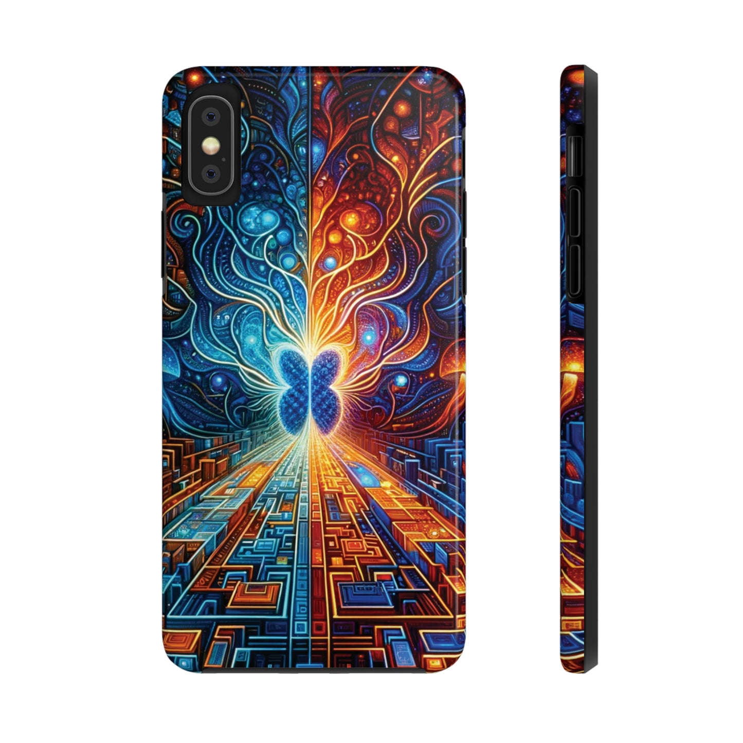 ToughDrop Apple iPhone Case Ft. Cyber Blue Butterfly
