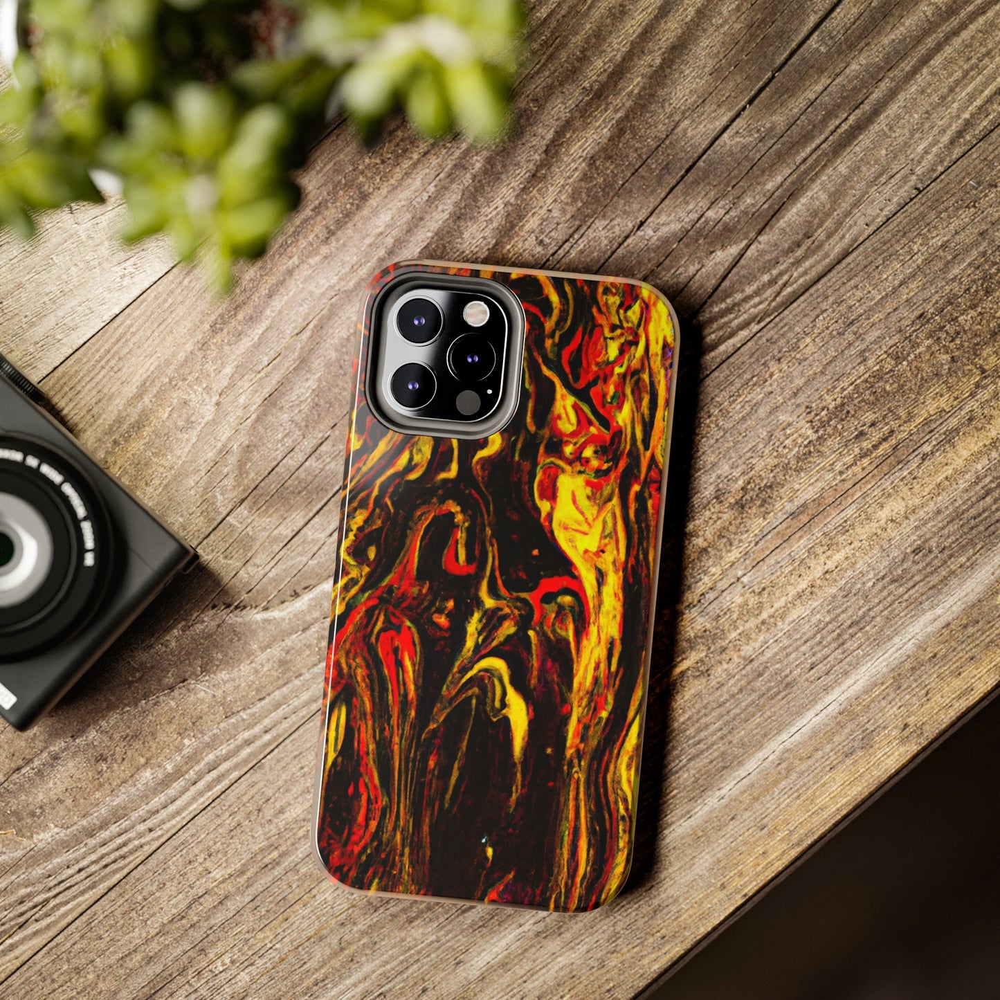 Tough Apple iPhone Case Ft. Abstract Black and Yellow