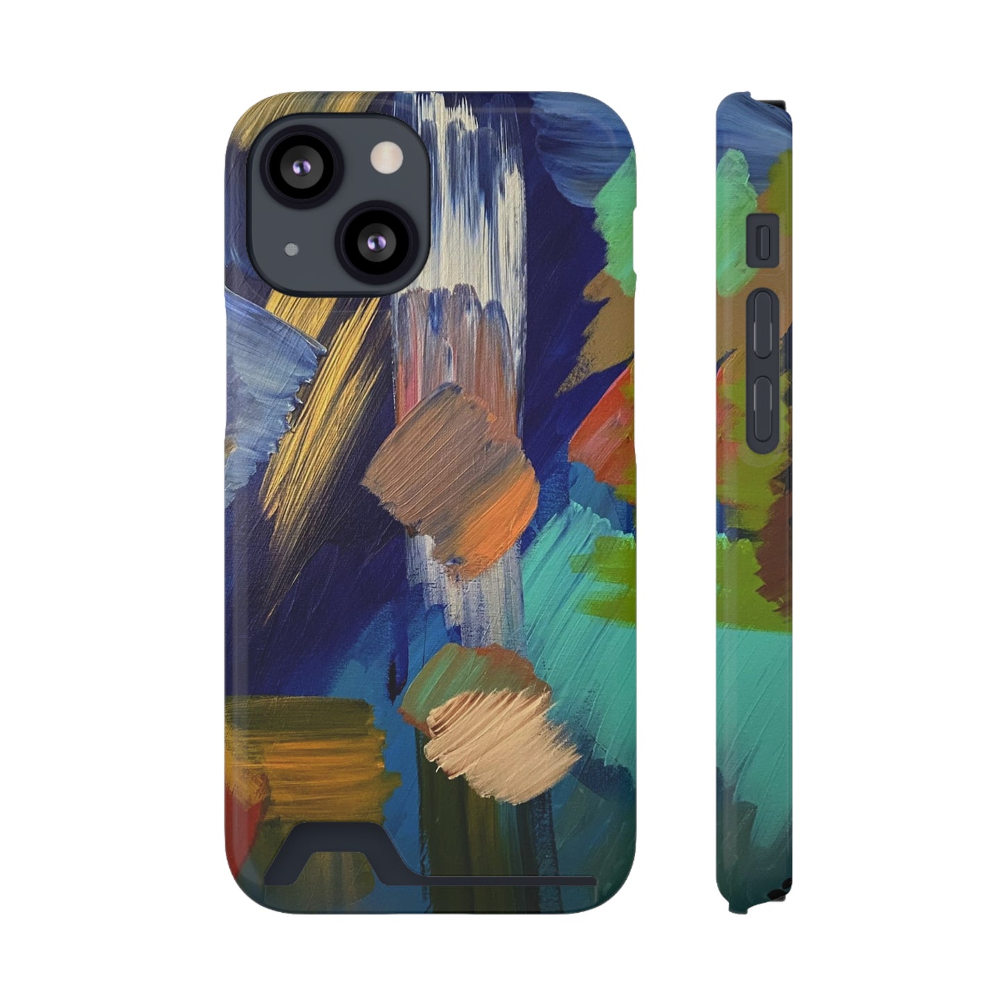 iPhone 13 and Samsung S21, S22 Cases with Card Holder Ft. Abstract Blue