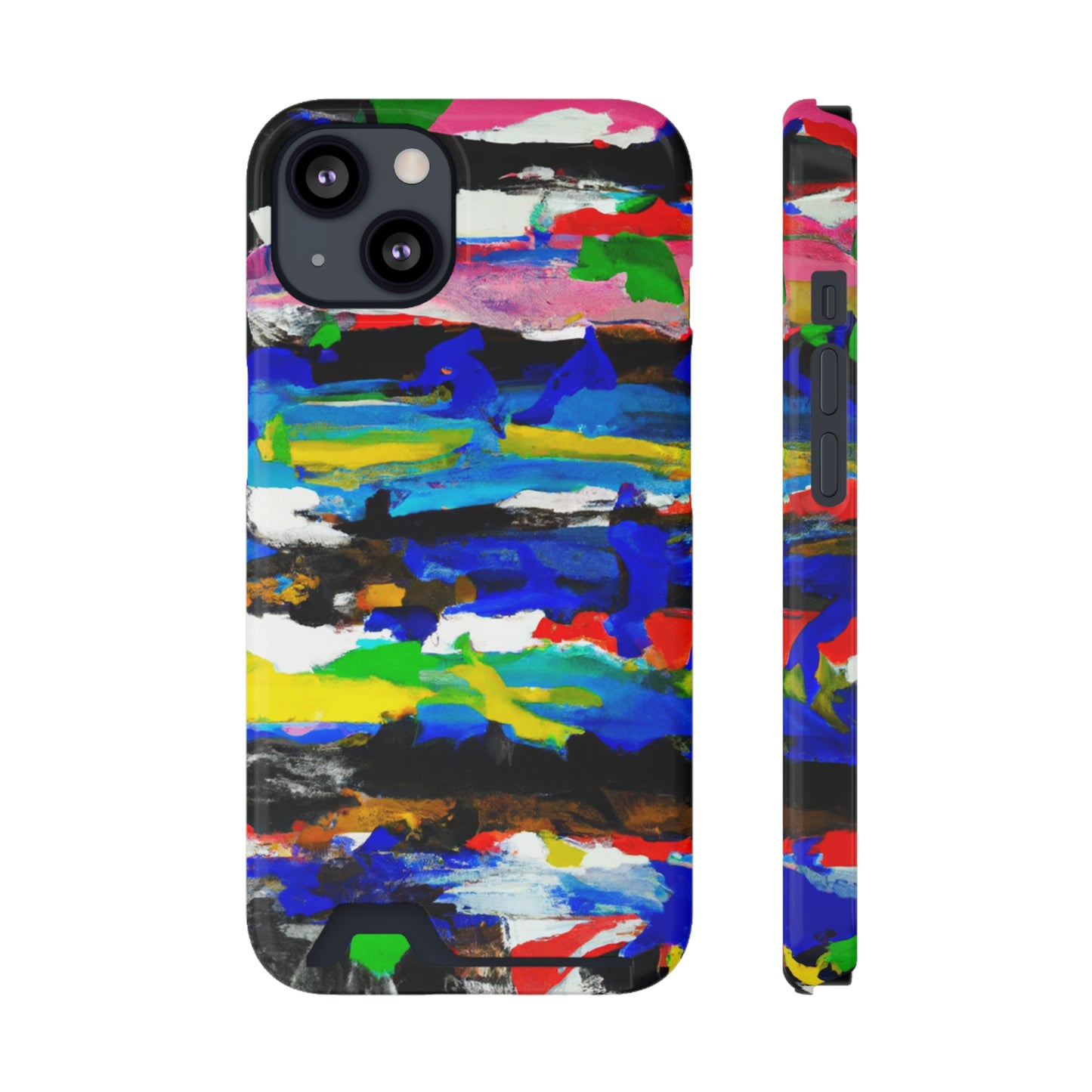 iPhone 13 and Samsung S21, S22 Cases with Card Holder Ft. Abstract Stripes