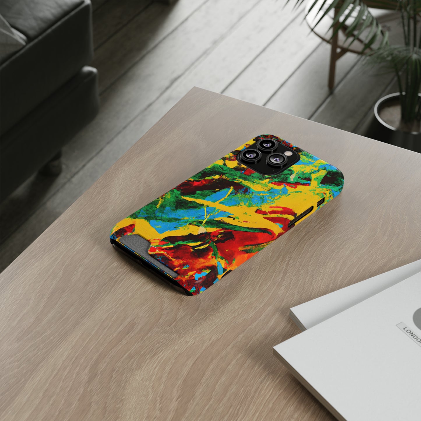 iPhone and Samsung Cases with Card Holder Ft. Abstract Tropical