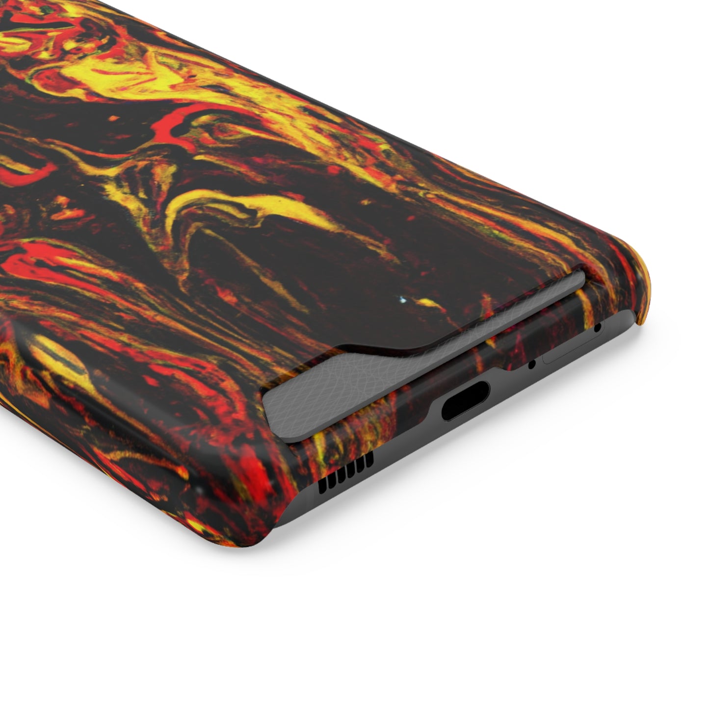 iPhone 13 and Samsung S21, S22 Cases with Card Holder Ft. Abstract Black and Yellow
