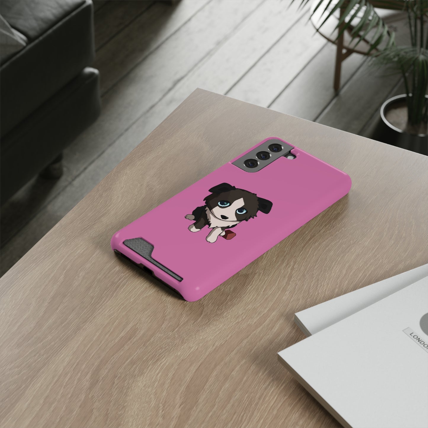 iPhone 13 and Samsung S21, S22 Cases with Card Holder Ft. Cute Pup