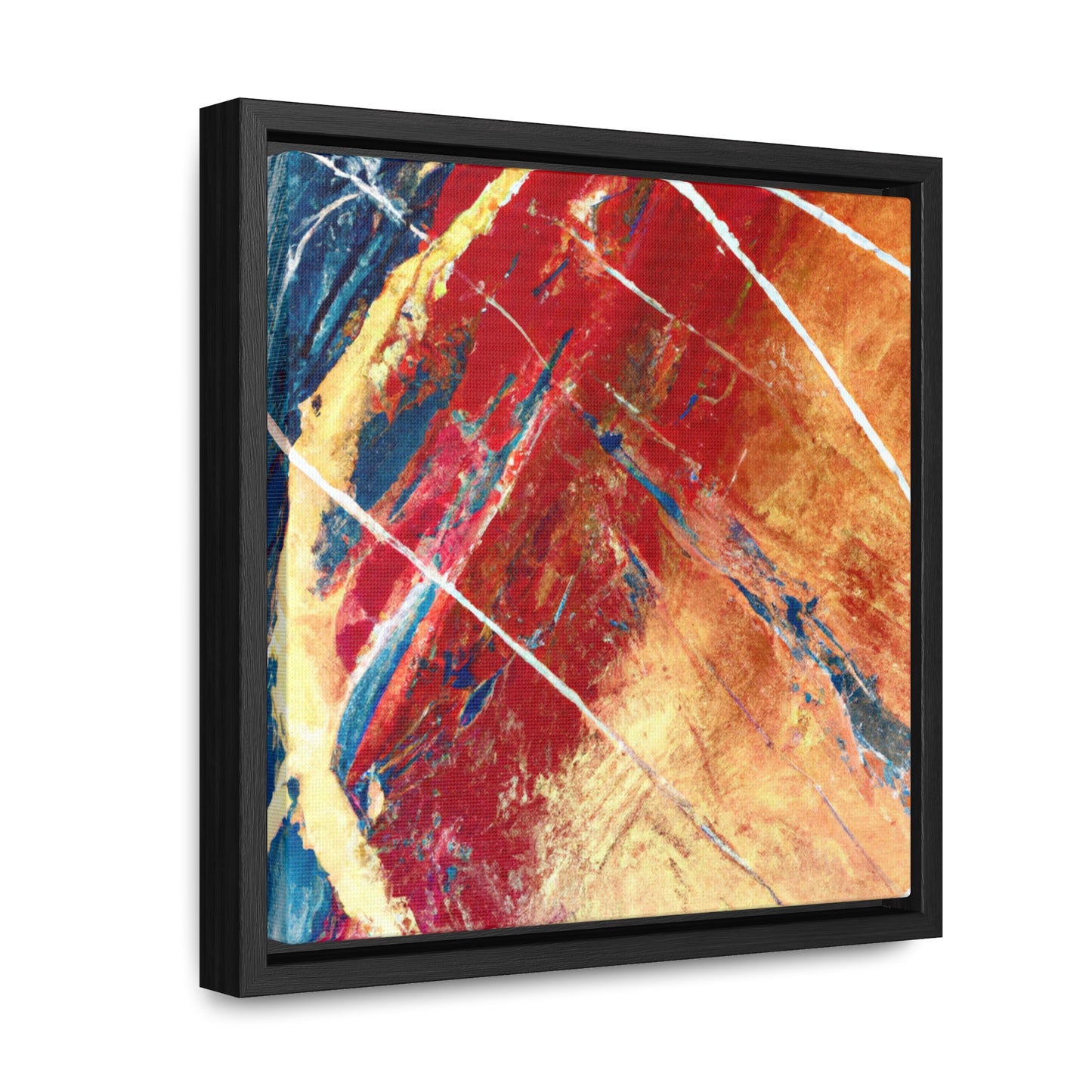 10x10 Abstract Framed Canvas, Fire and Ice