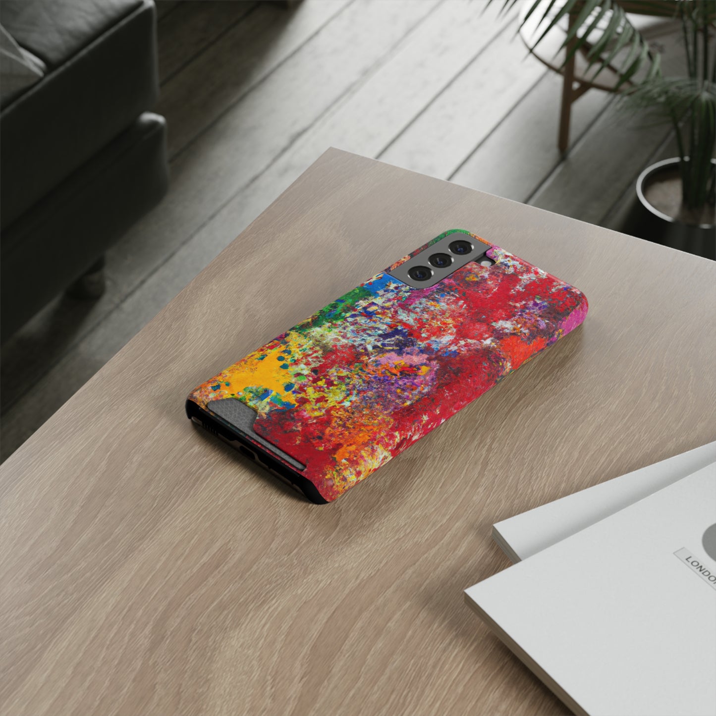 iPhone 13 and Samsung S21, S22 Cases with Card Holder Ft. Detailed Splats