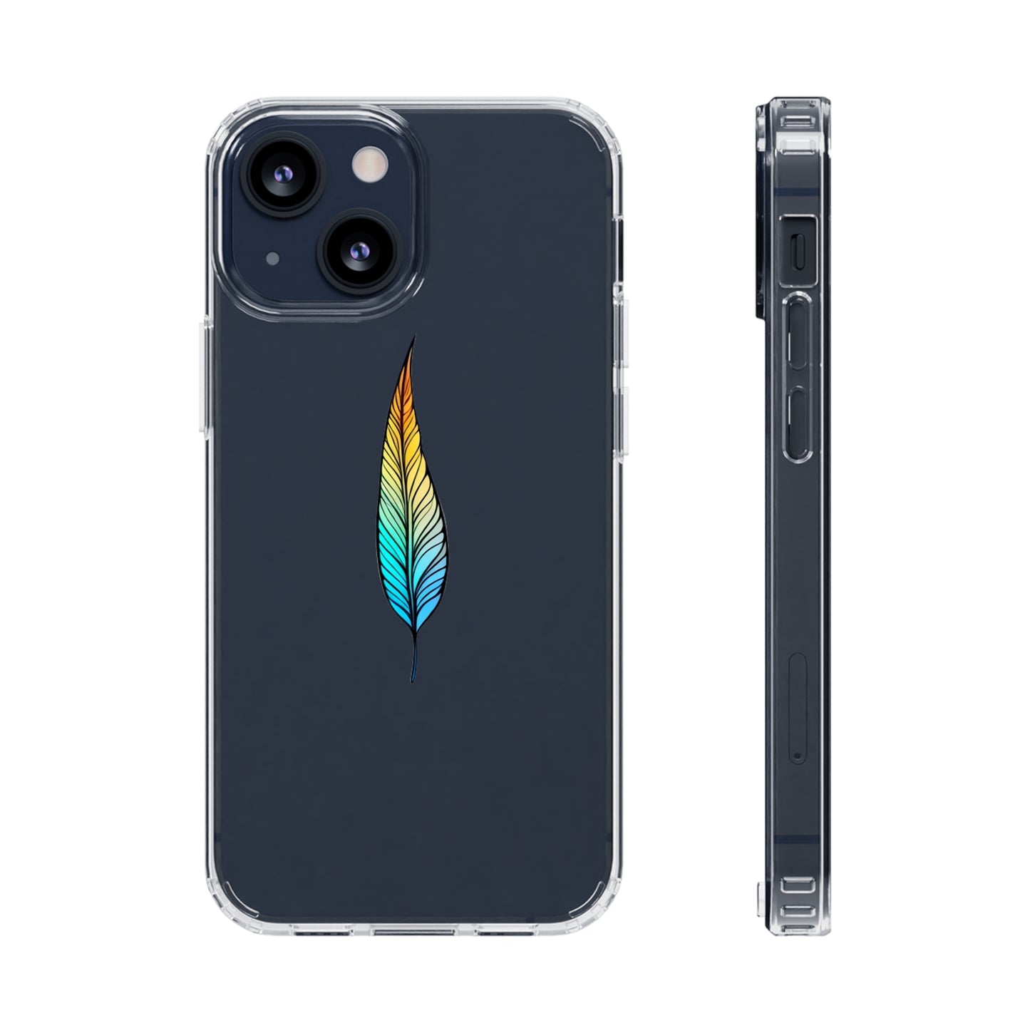 Clear Hard Plastic Phone Case for iPhone 1-14 and Samsung S21-S22 Ft. Single Feather