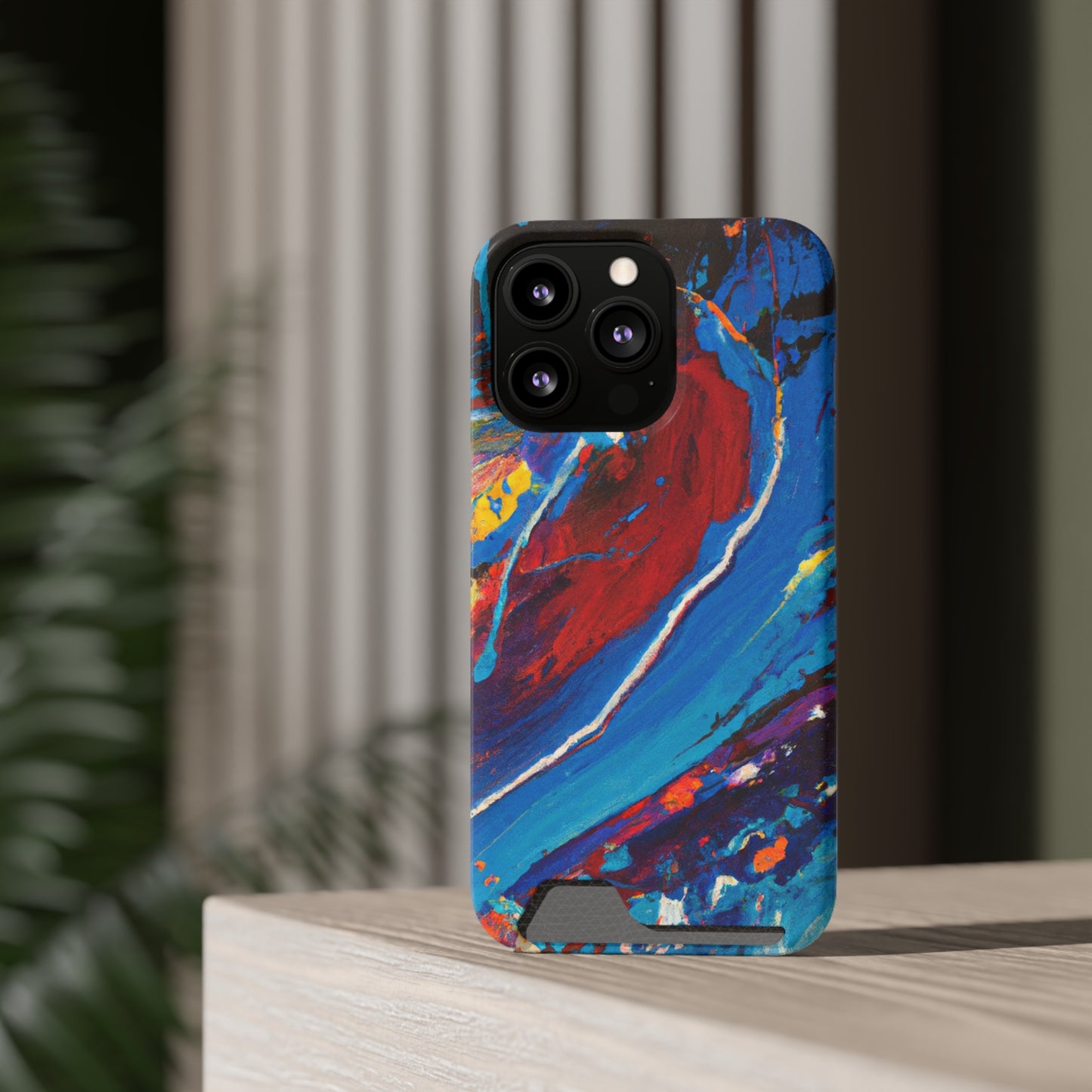 iPhone 13 and Samsung S21, S22 Cases with Card Holder Ft. Abstract Wave