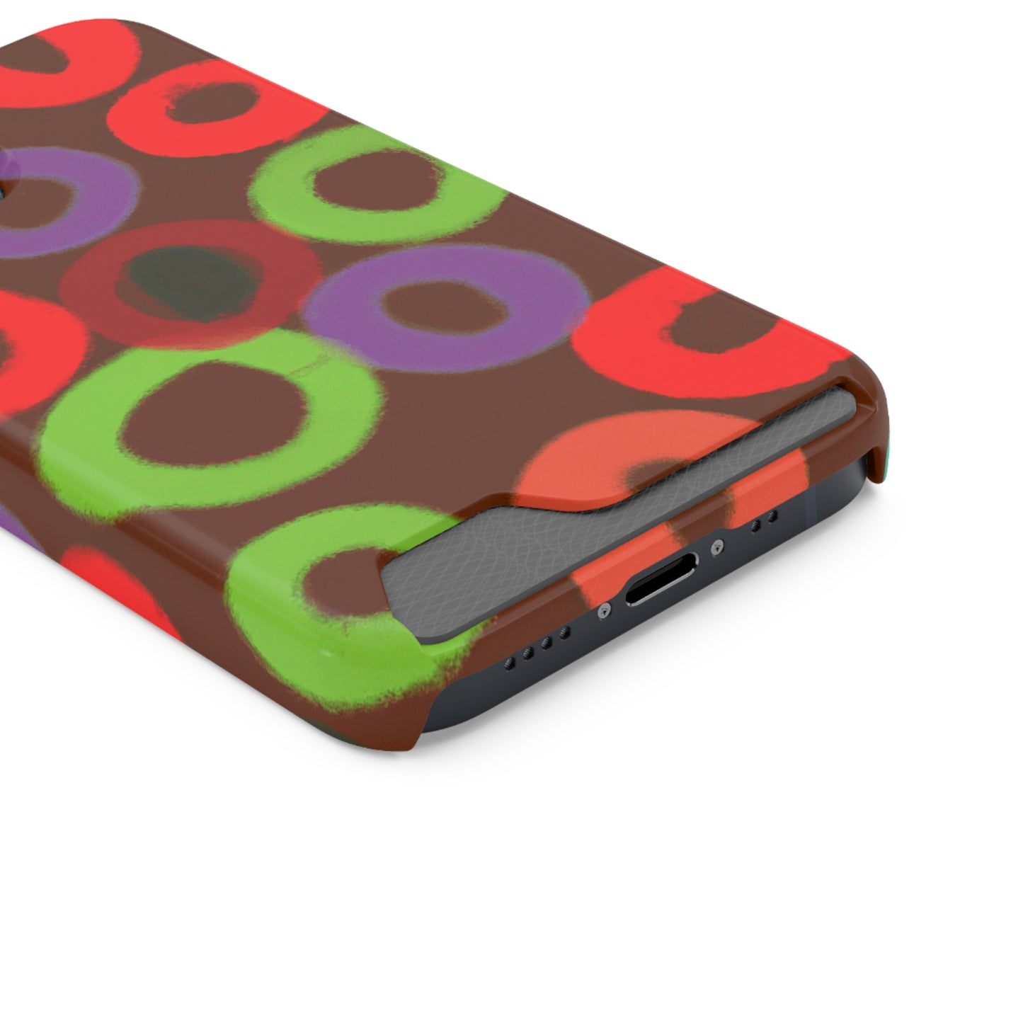 iPhone 13 and Samsung S21, S22 Cases with Card Holder Ft. Fruity Circles