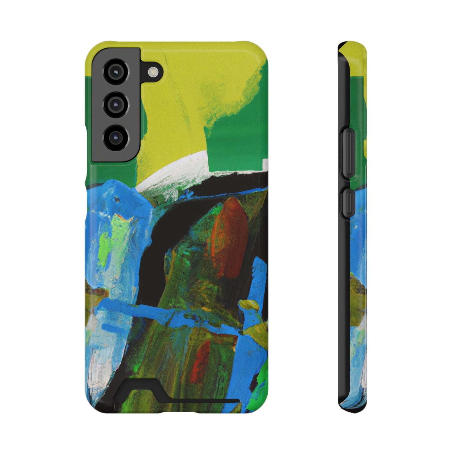 iPhone 13 and Samsung S21, S22 Cases with Card Holder Ft. Abstract River