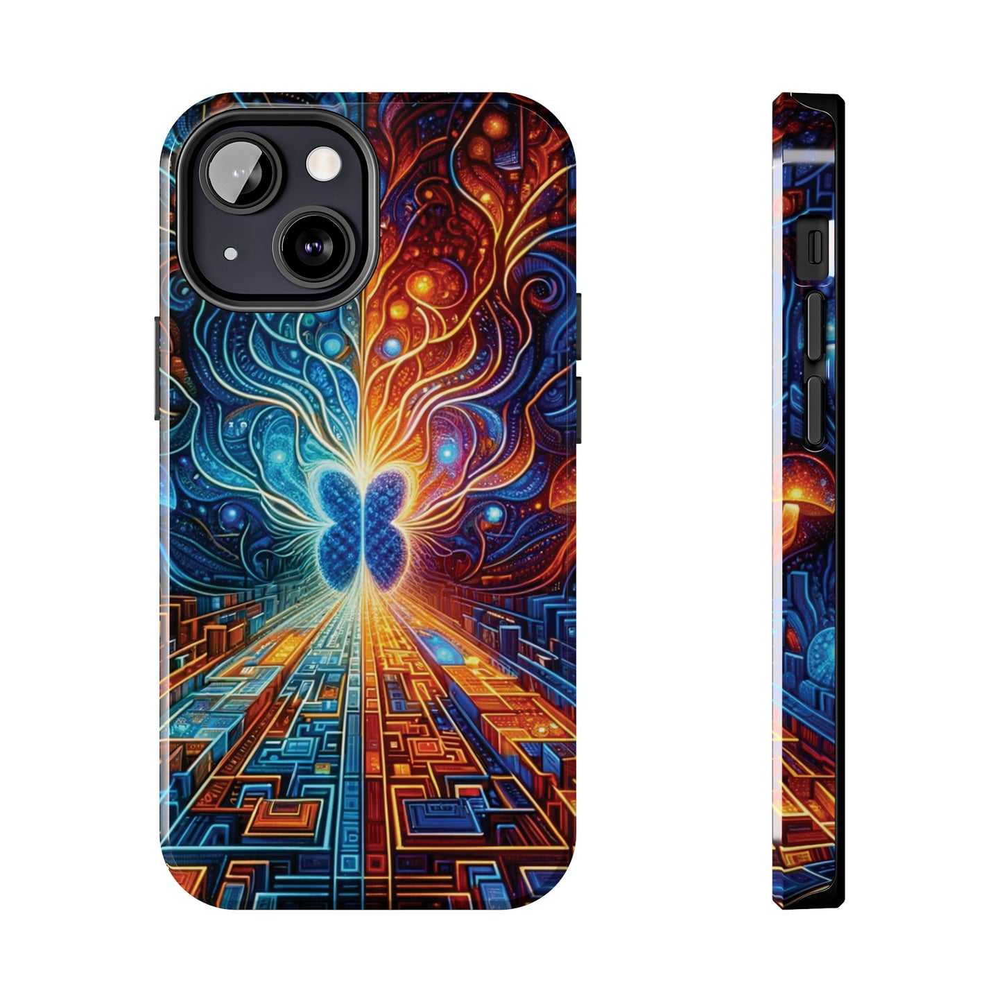 ToughDrop Apple iPhone Case Ft. Cyber Blue Butterfly
