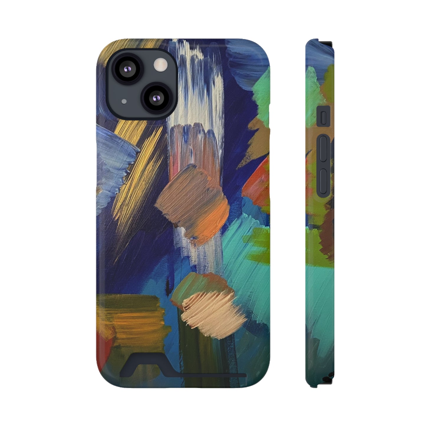 iPhone 13 and Samsung S21, S22 Cases with Card Holder Ft. Abstract Blue