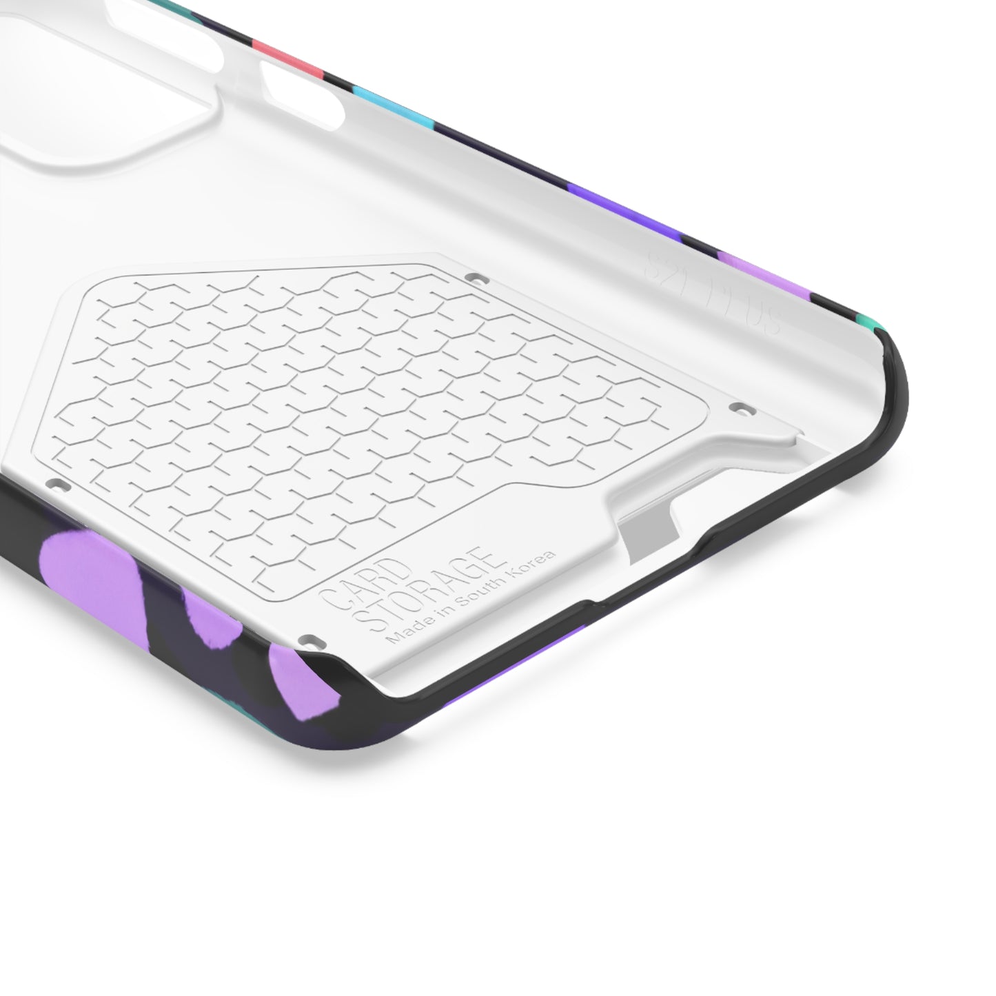 iPhone 13 and Samsung S21, S22 Cases with Card Holder Ft. Purple Dots