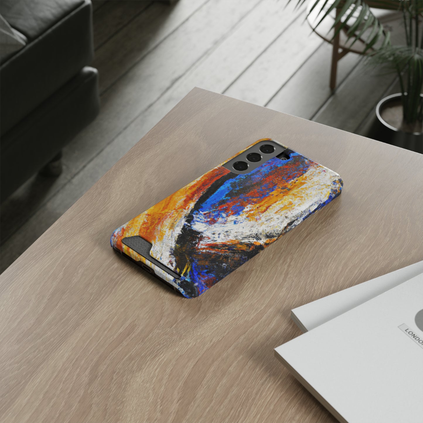 iPhone 13 and Samsung S21, S22 Cases with Card Holder Ft. Abstract Sand Wave