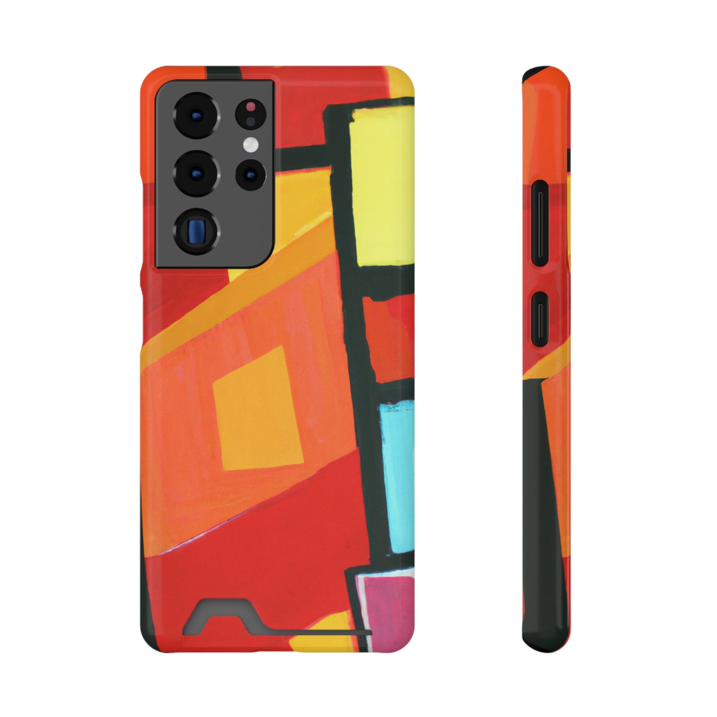 iPhone 13 and Samsung S21, S22 Cases with Card Holder Ft Abstract Panes