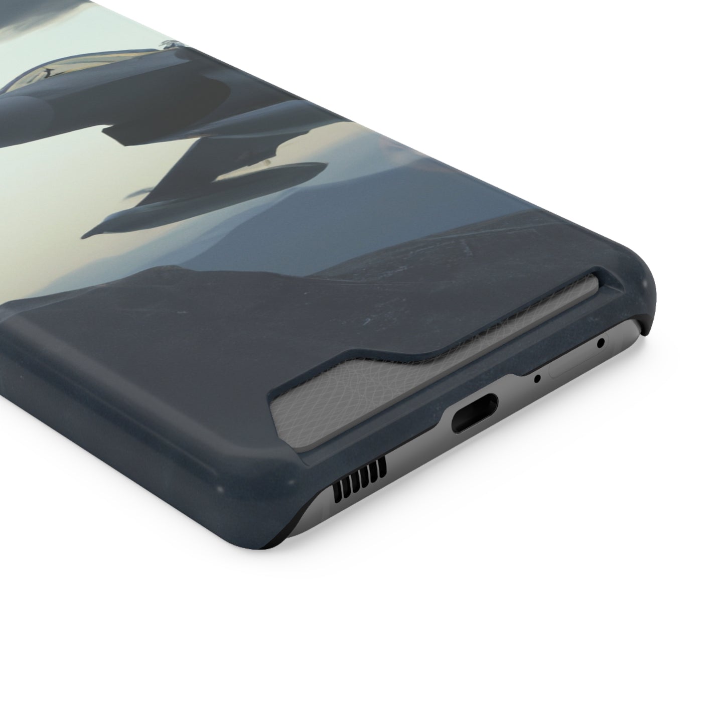 iPhone 13 and Samsung S21, S22 Cases with Card Holder Ft. Fighter Jet