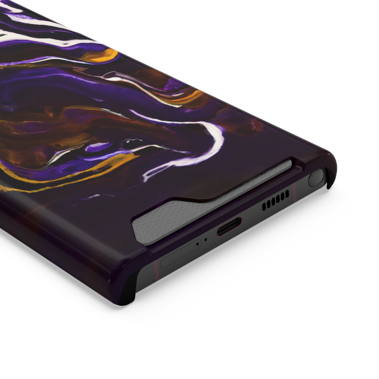 iPhone 13 and Samsung S21, S22 Cases with Card Holder Ft. Purple Tiger Stripes