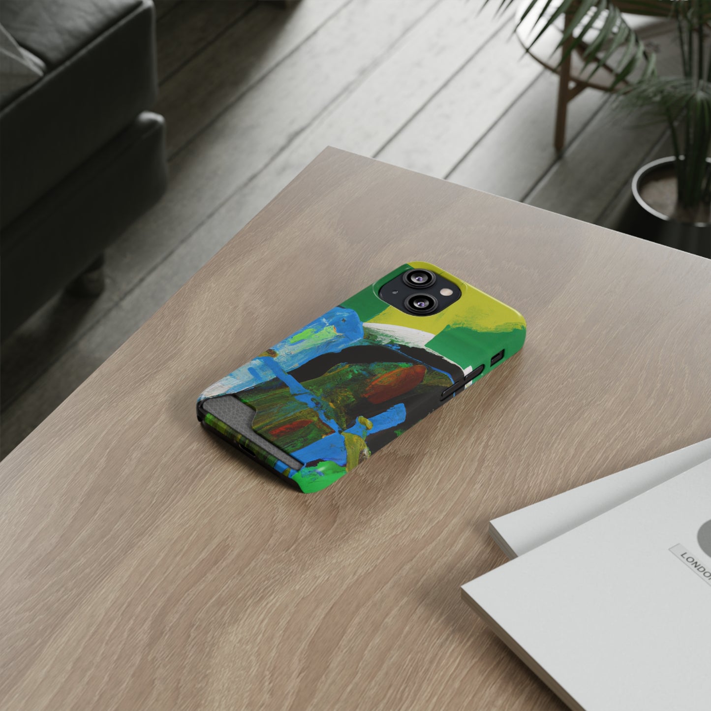 iPhone 13 and Samsung S21, S22 Cases with Card Holder Ft. Abstract River