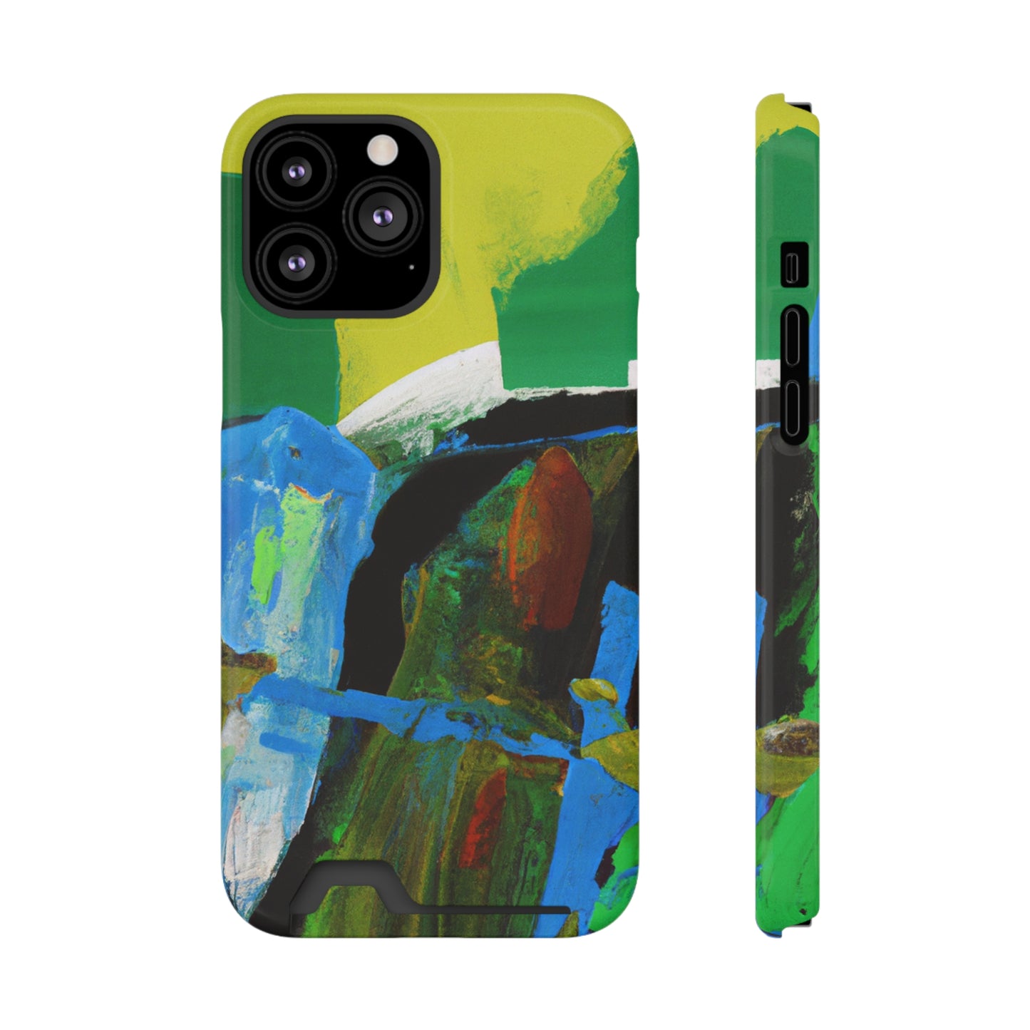 iPhone 13 and Samsung S21, S22 Cases with Card Holder Ft. Abstract River